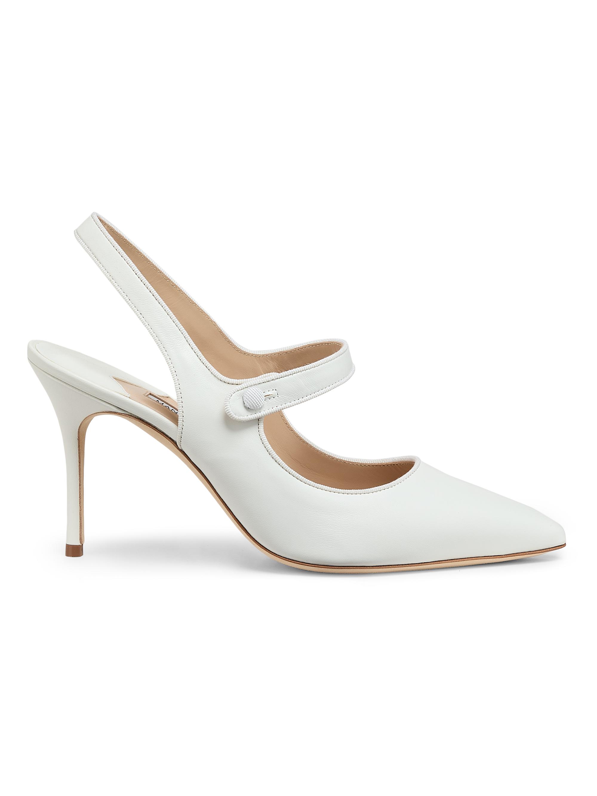 Manolo Blahnik Women's Camparisli 90MM Leather Mary Jane Pumps - White