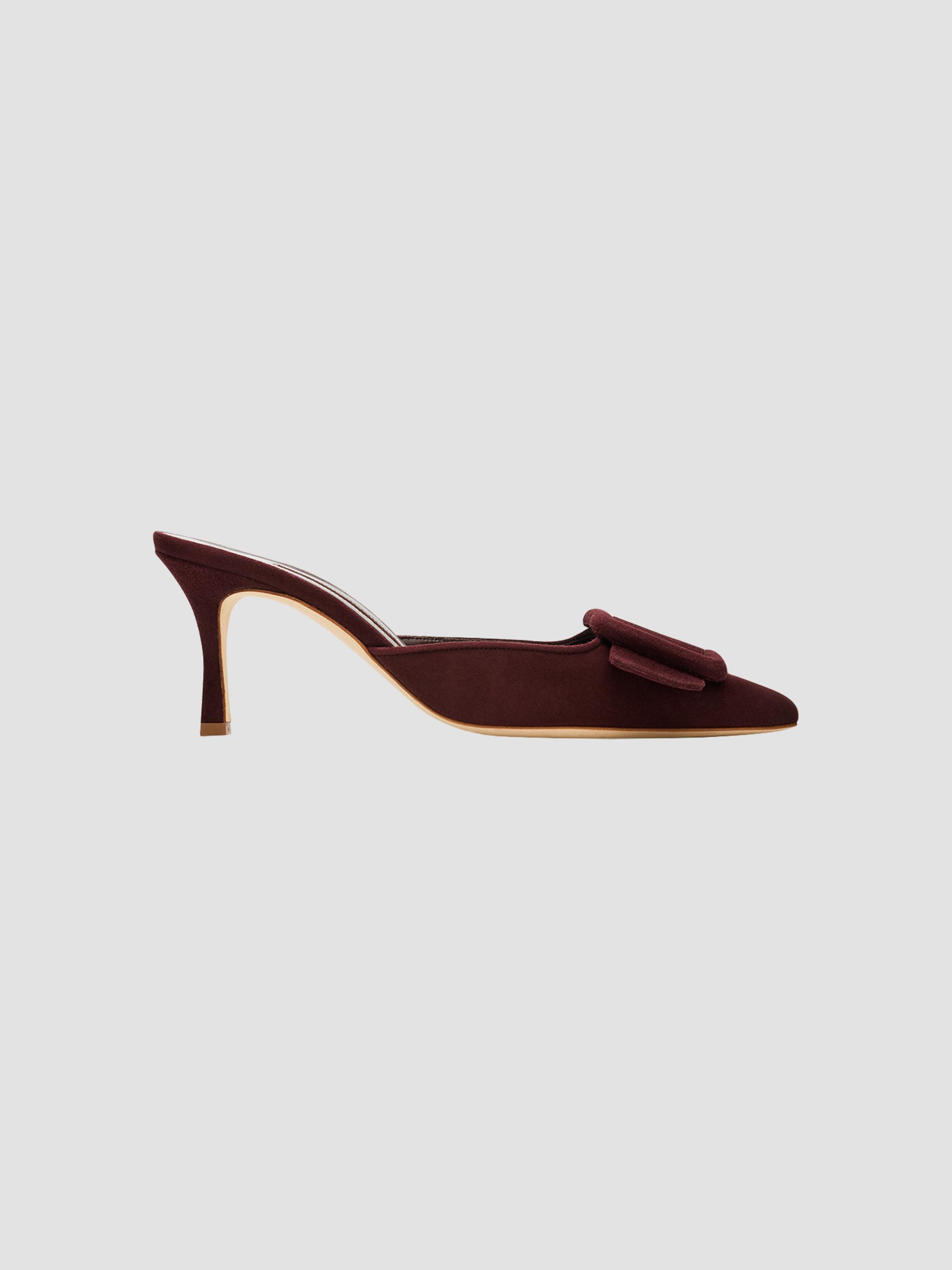 美品　36 MANOLO BLAHNIK メイセール　ヒョウ柄ミュール Manolo Blahnik Maysale 70MM Buckle Suede Mules | Saks Fifth Avenue