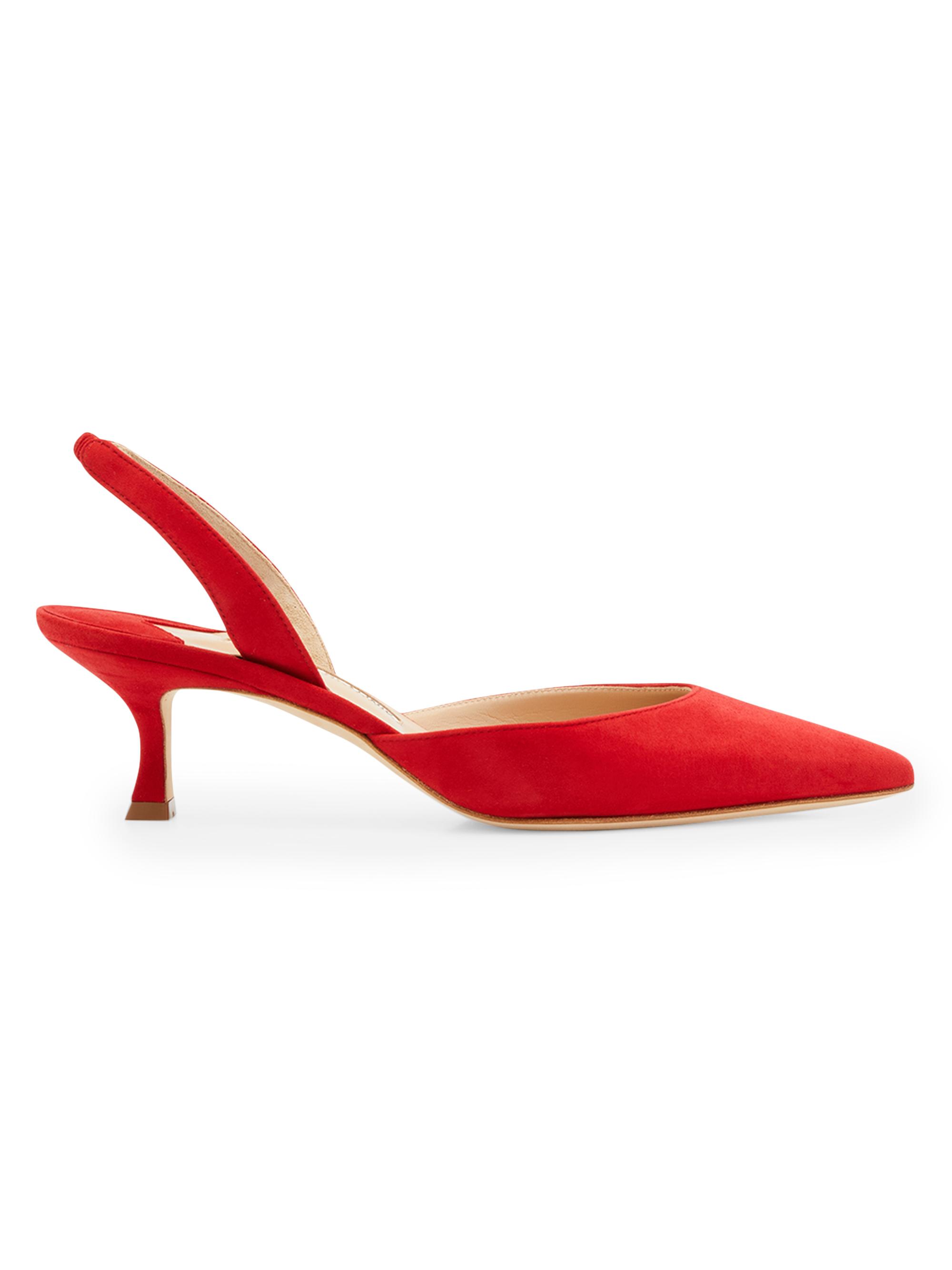 Manolo Blahnik Women's Carolyne 50MM Suede Slingback Pumps - Red