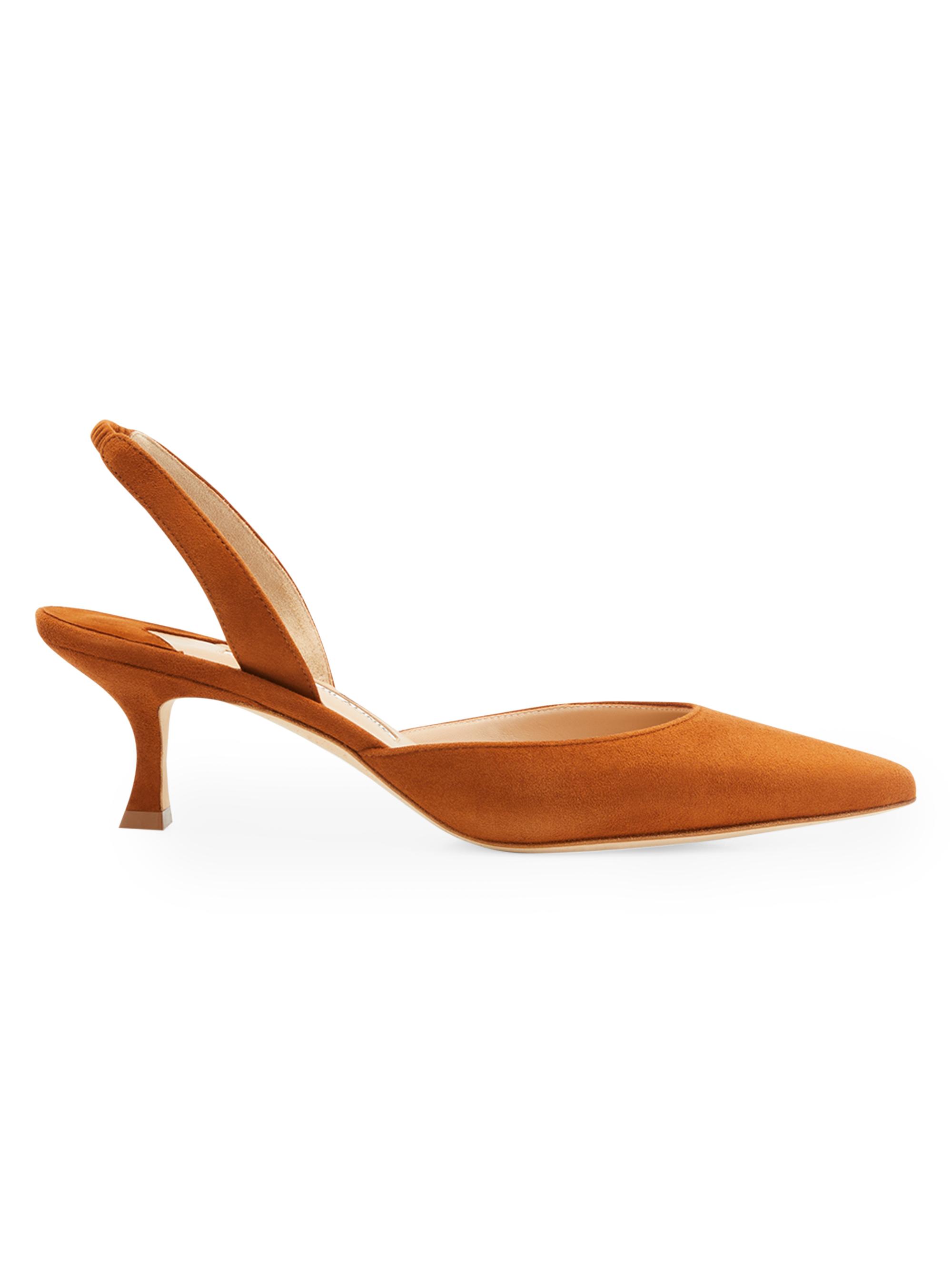 Manolo Blahnik Women's Carolyne 50MM Suede Slingback Pumps - Brown