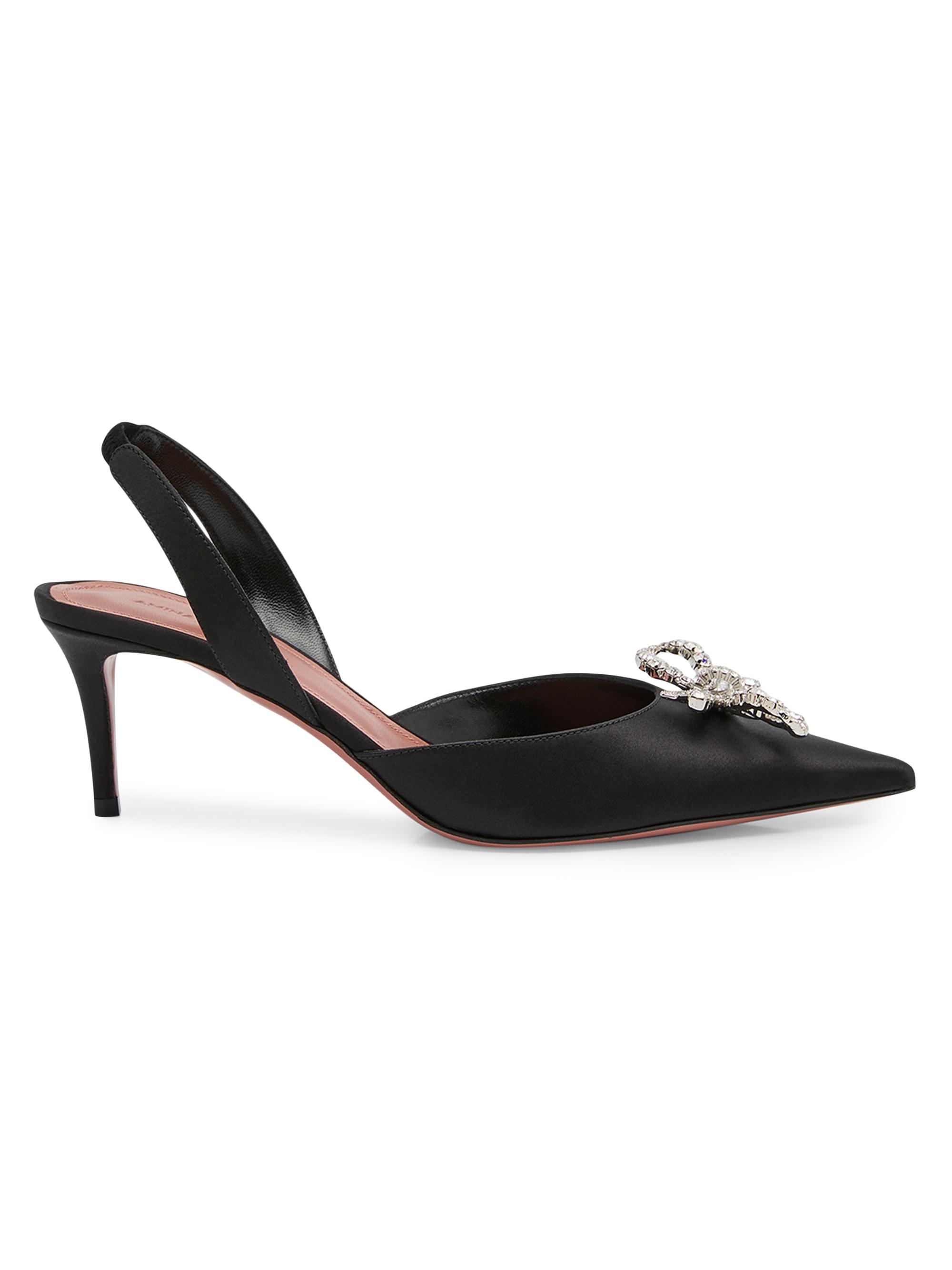 Amina Muaddi Women's Rosie 60MM Satin Slingback Pumps - Black