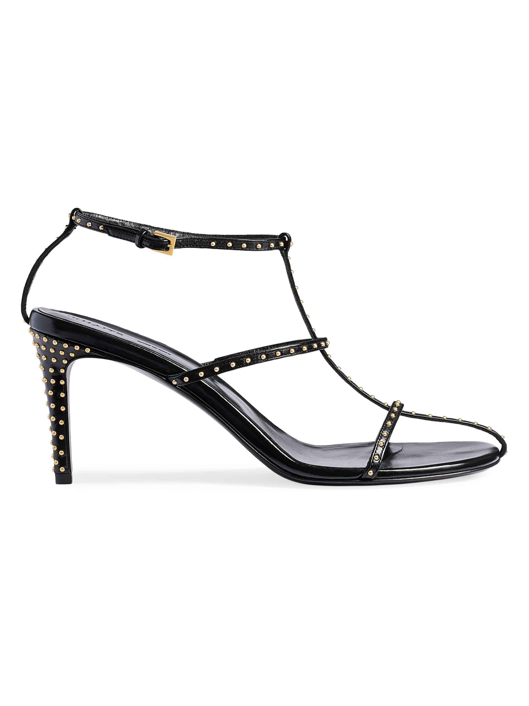 Khaite Women's 75MM Studded Caged Leather Sandals - Black