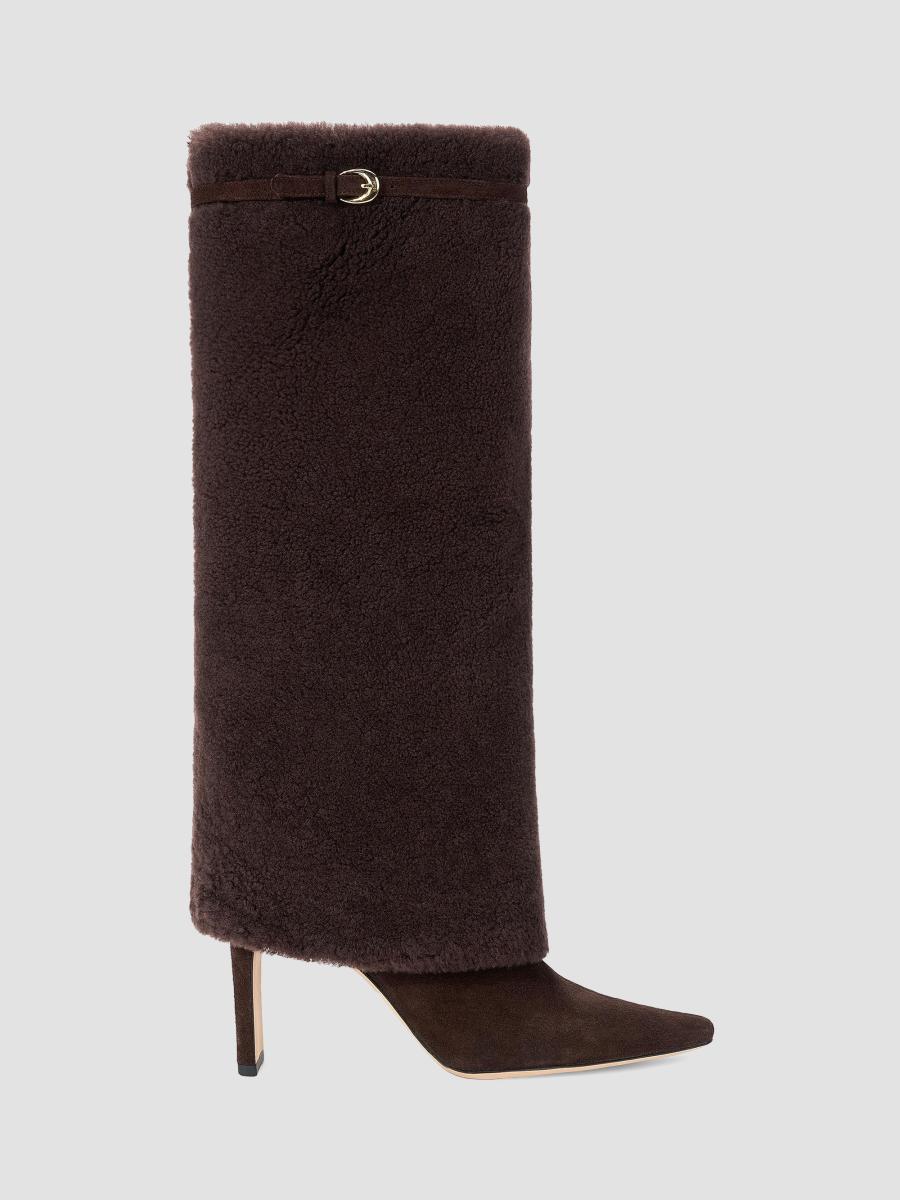 STAUD Wally 90MM Shearling Foldover Boots | Saks Fifth Avenue