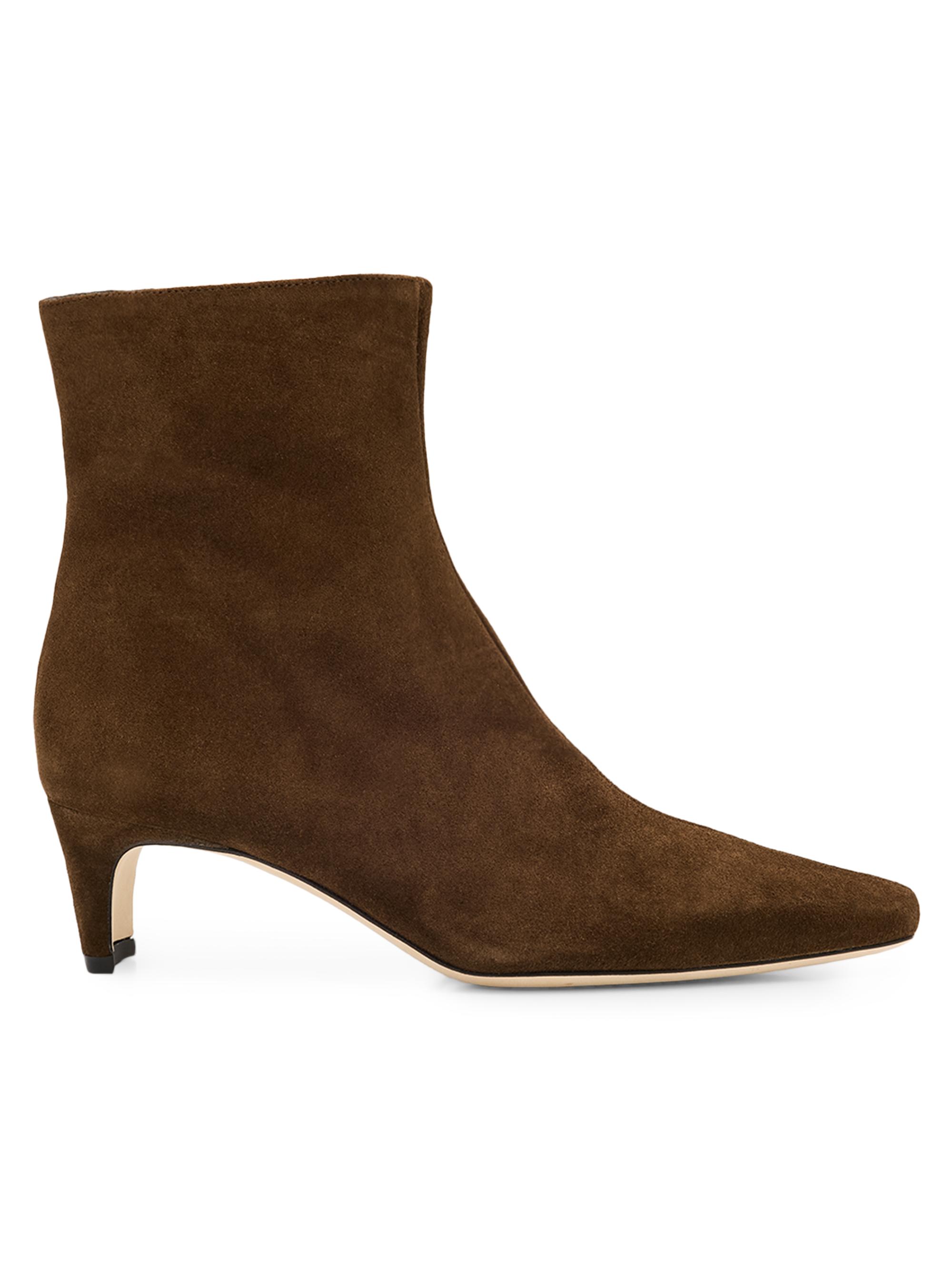 Staud Women's Wally 55MM Suede Ankle Boots - Dark Brown