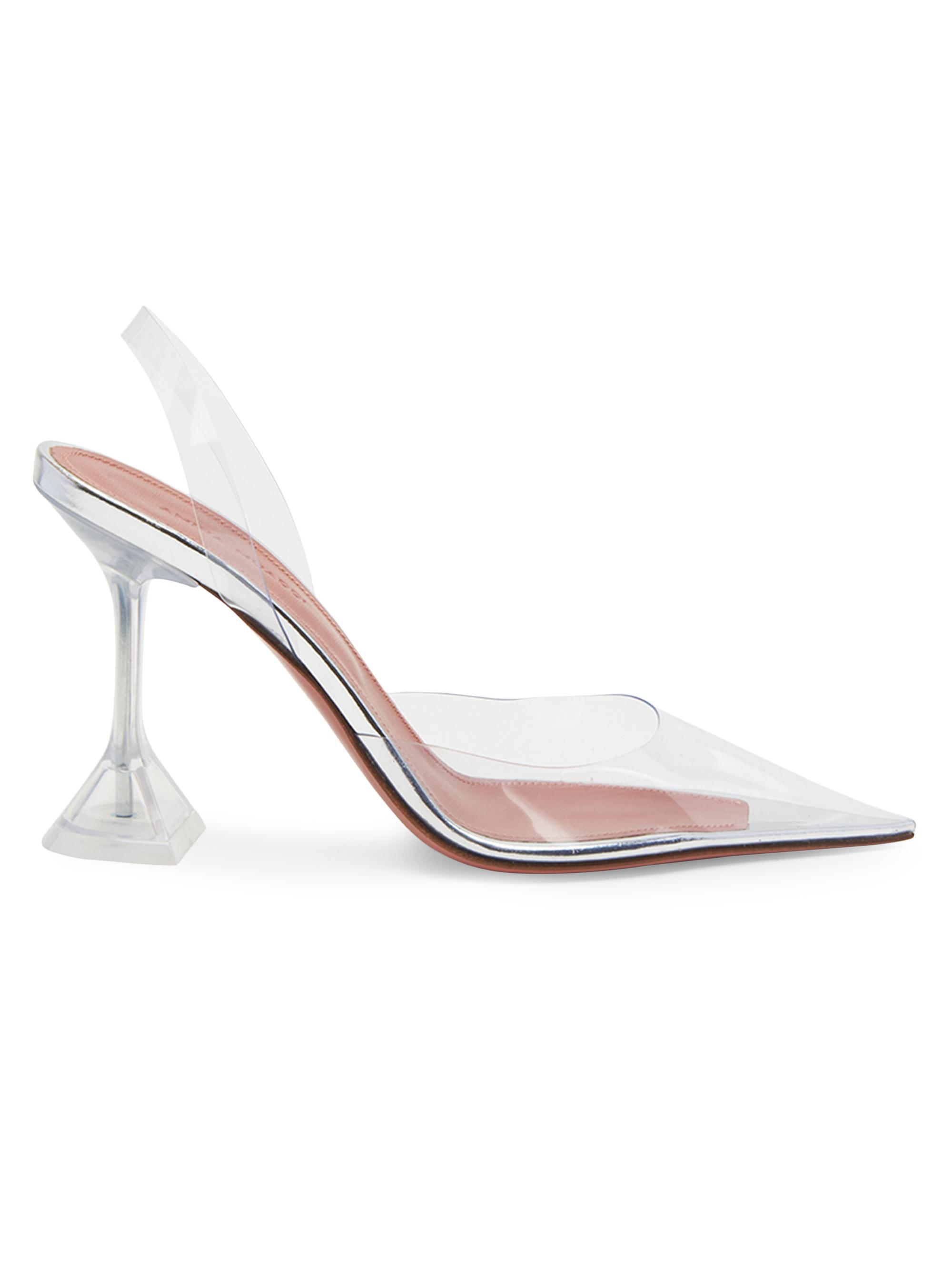 Amina Muaddi Women's Holli 95MM Transparent Slingback Pumps - Silver