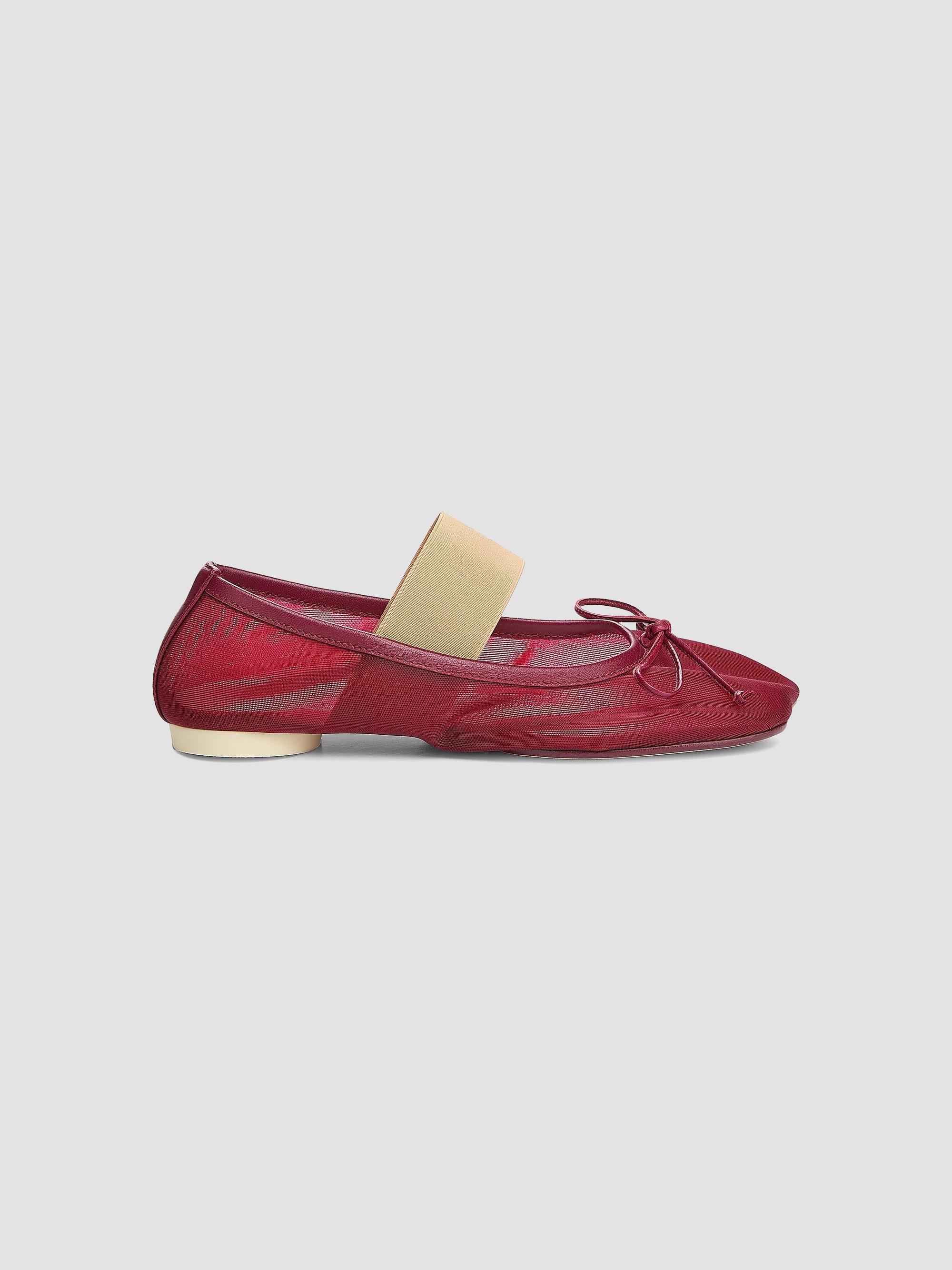MM6 Maison Margiela Women's Elastic Mesh Ballet Flats - Ruby Wine | Thumbnail 7