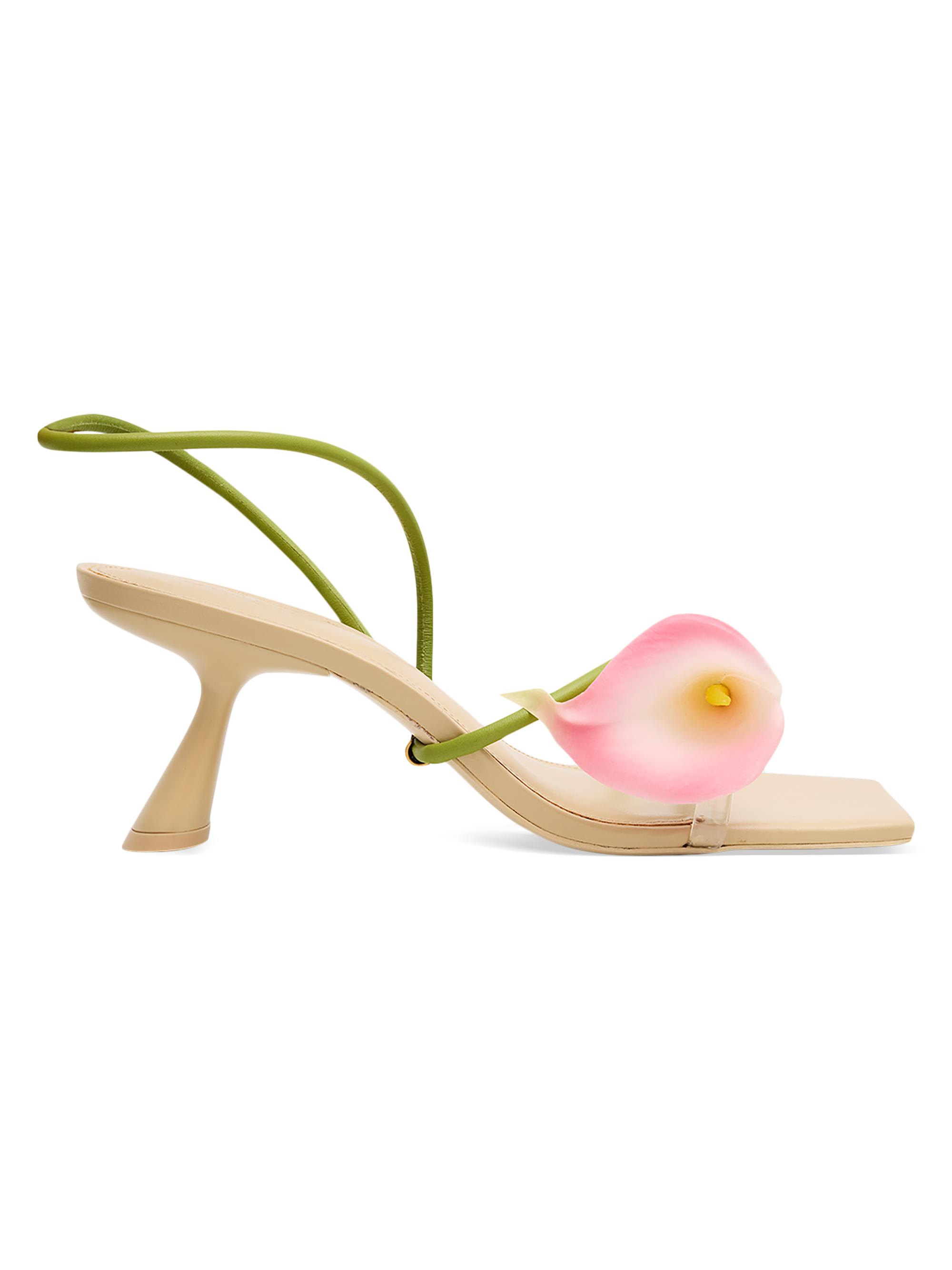Cult Gaia Women's Ria 65MM Calla Lily Leather Slingback Sandals - Pink