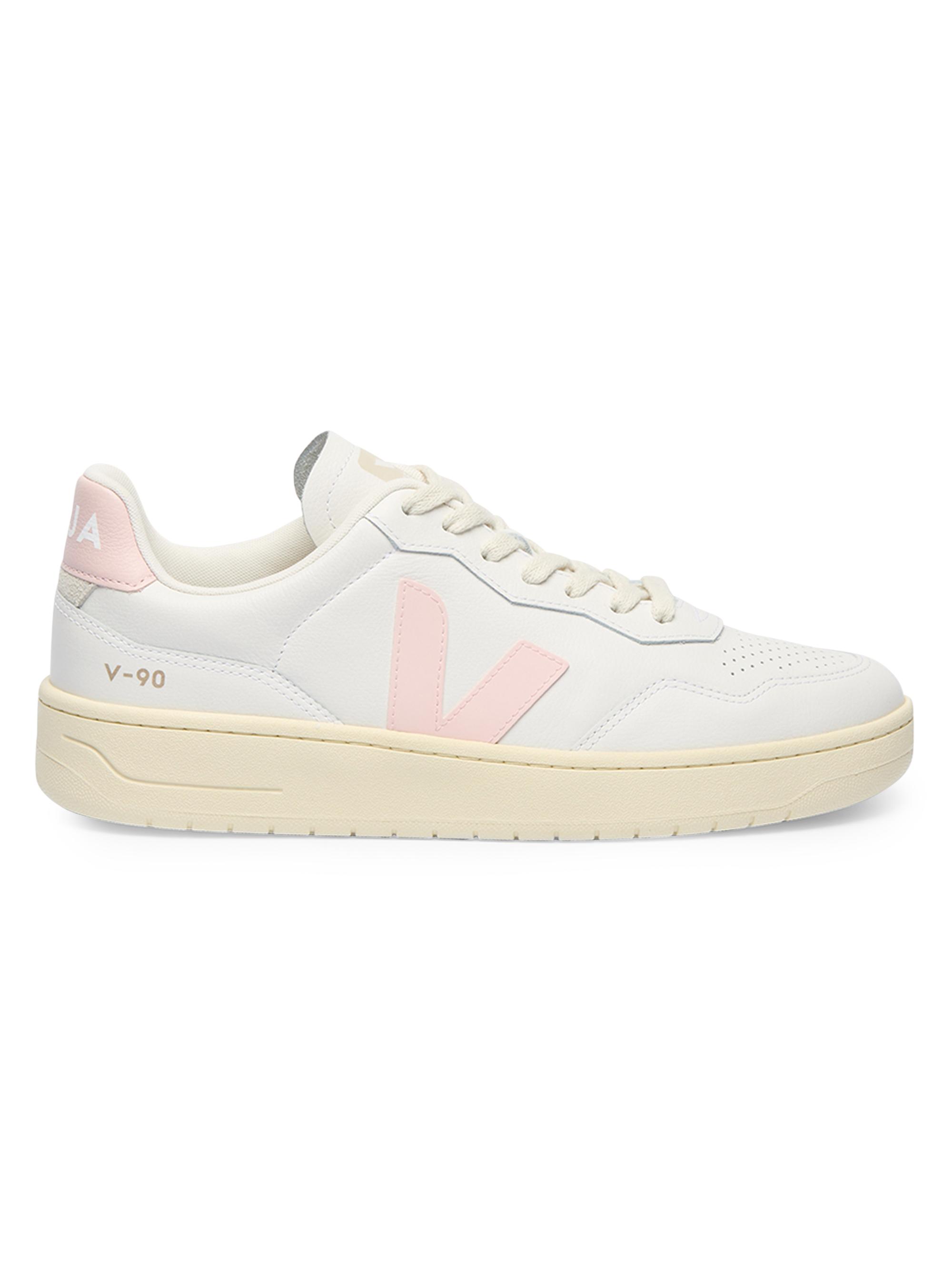 Veja Women's V-0 Low-Top Leather Sneakers - White Pink