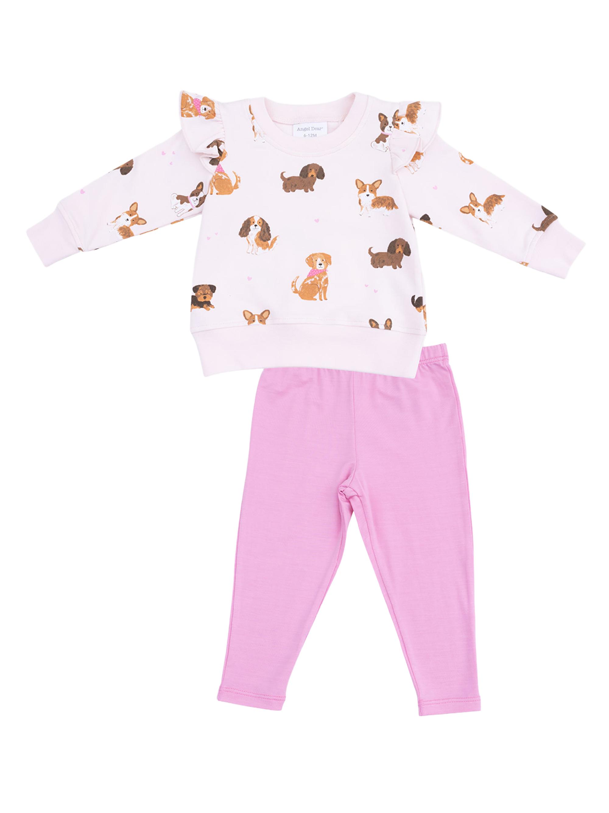 Angel Dear Baby's & Little Girl's 2-Piece Best Friend Dogs Sweatshirt & Leggings Set - Pink