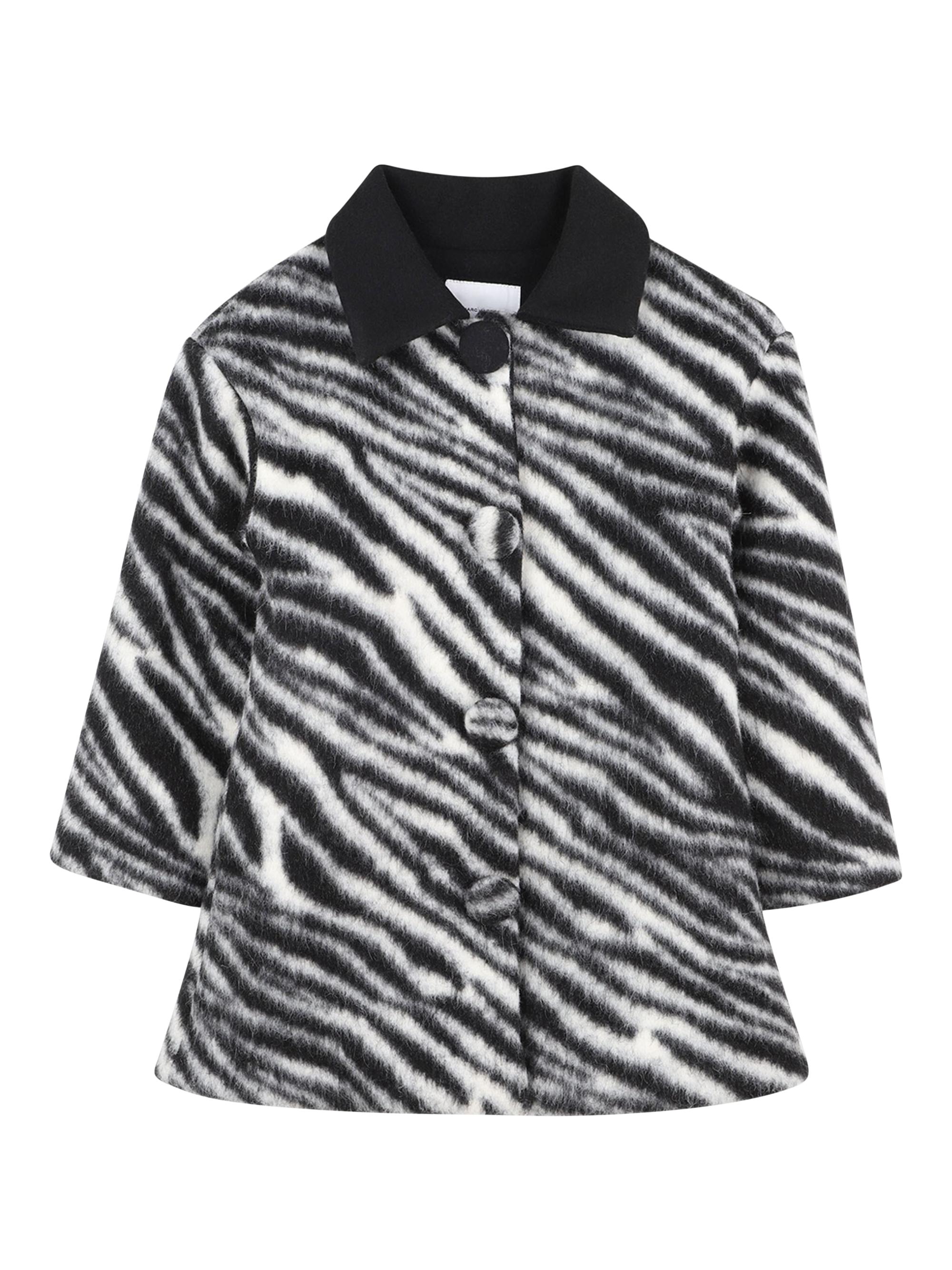 Girl's Zebra Faux-Fur Coat
