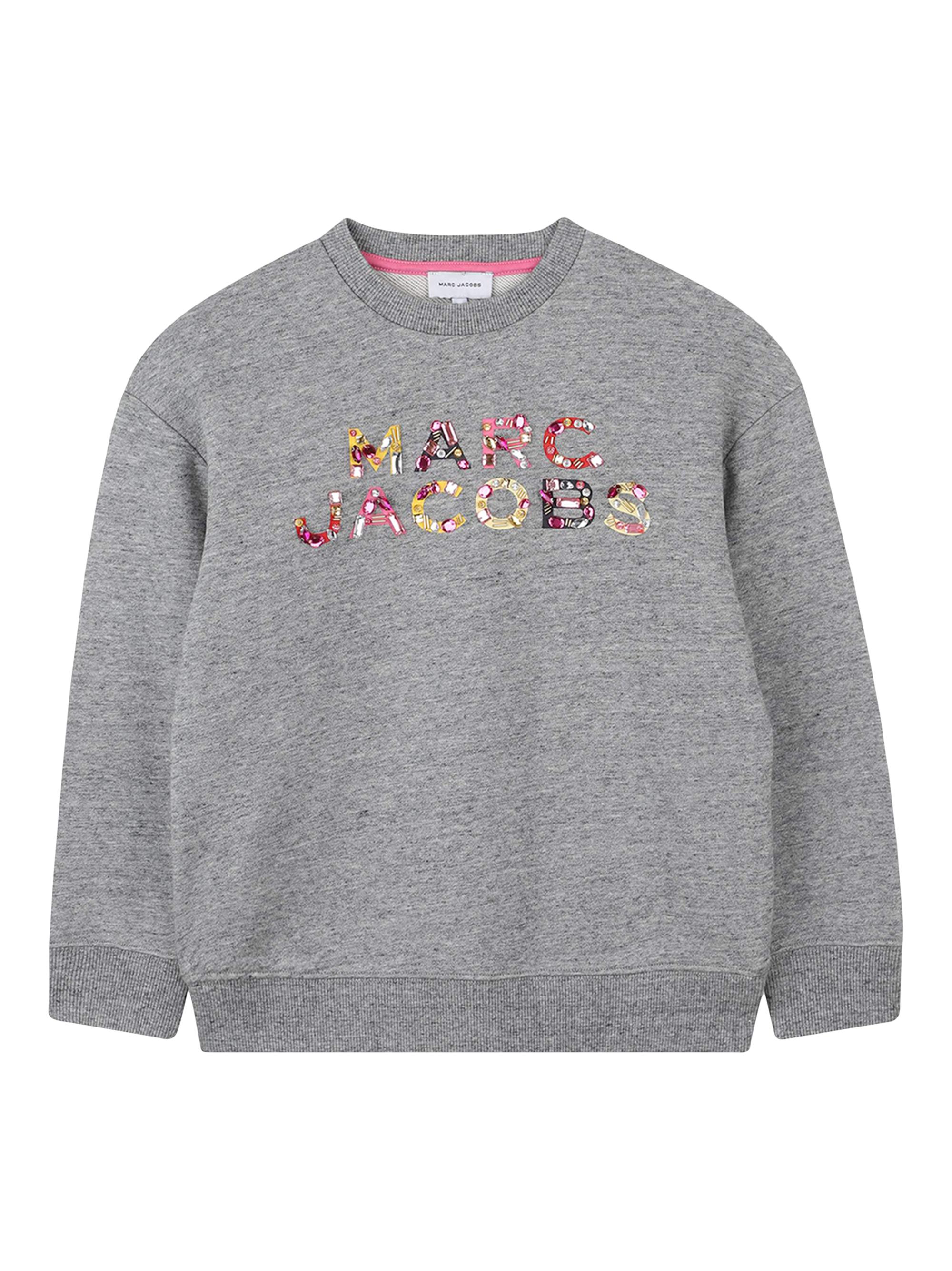 Marc Jacobs Girl's Jeweled Logo Crewneck Sweatshirt - Grey