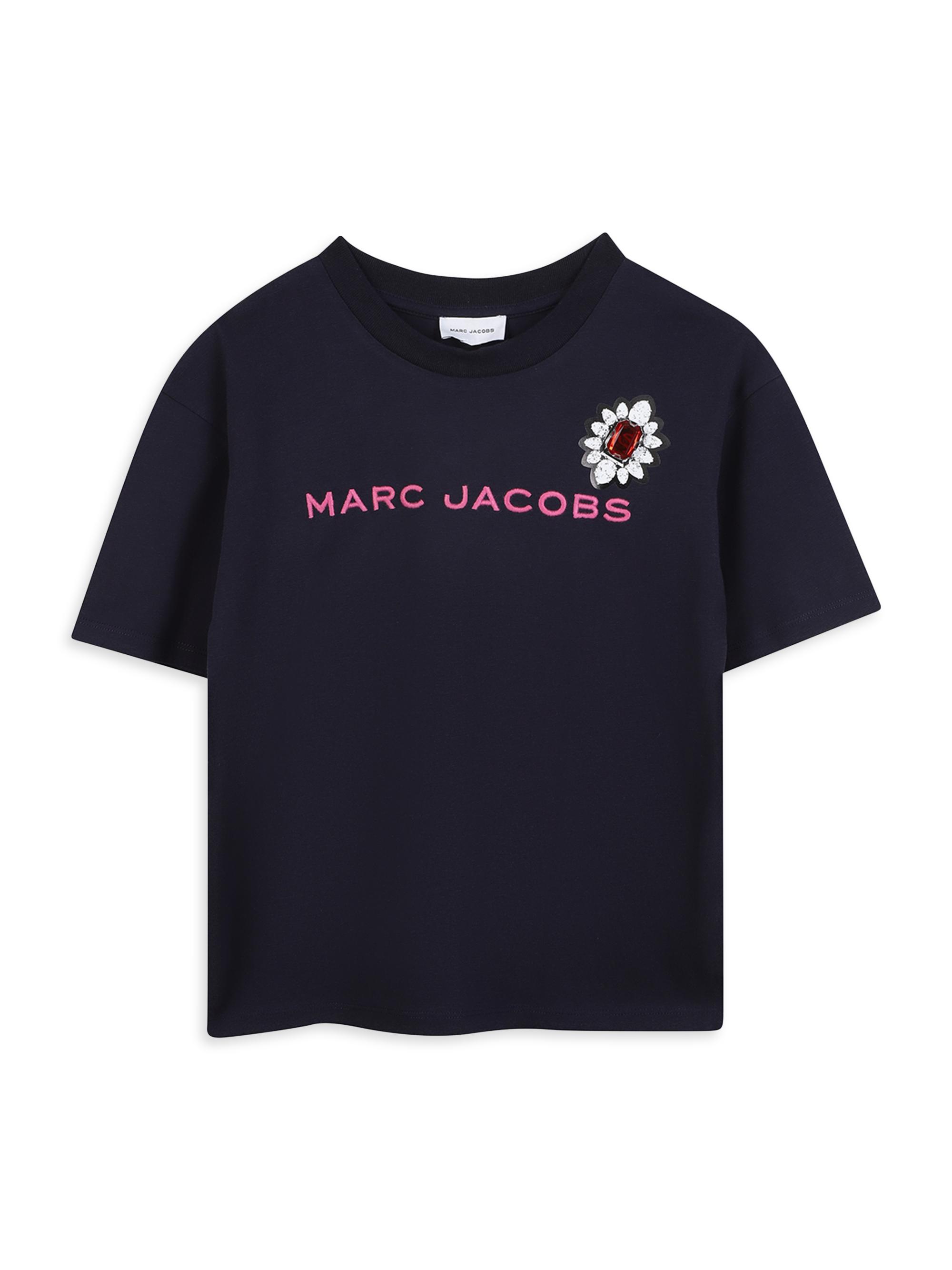 Marc Jacobs Girl's Embroidered Logo Cotton T-Shirt - Navy