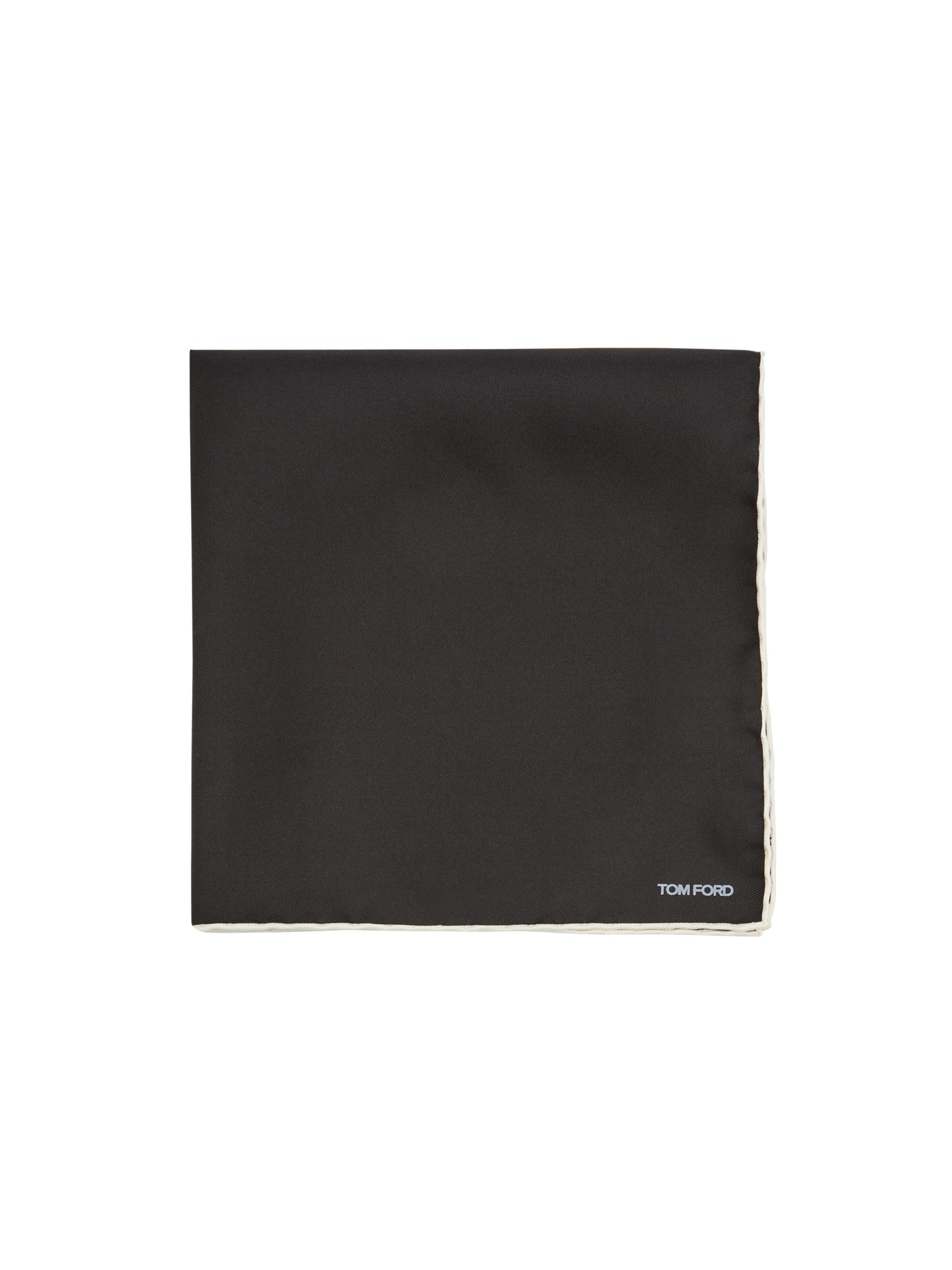 TOM FORD Men's Logo Silk Pocket Square - Black