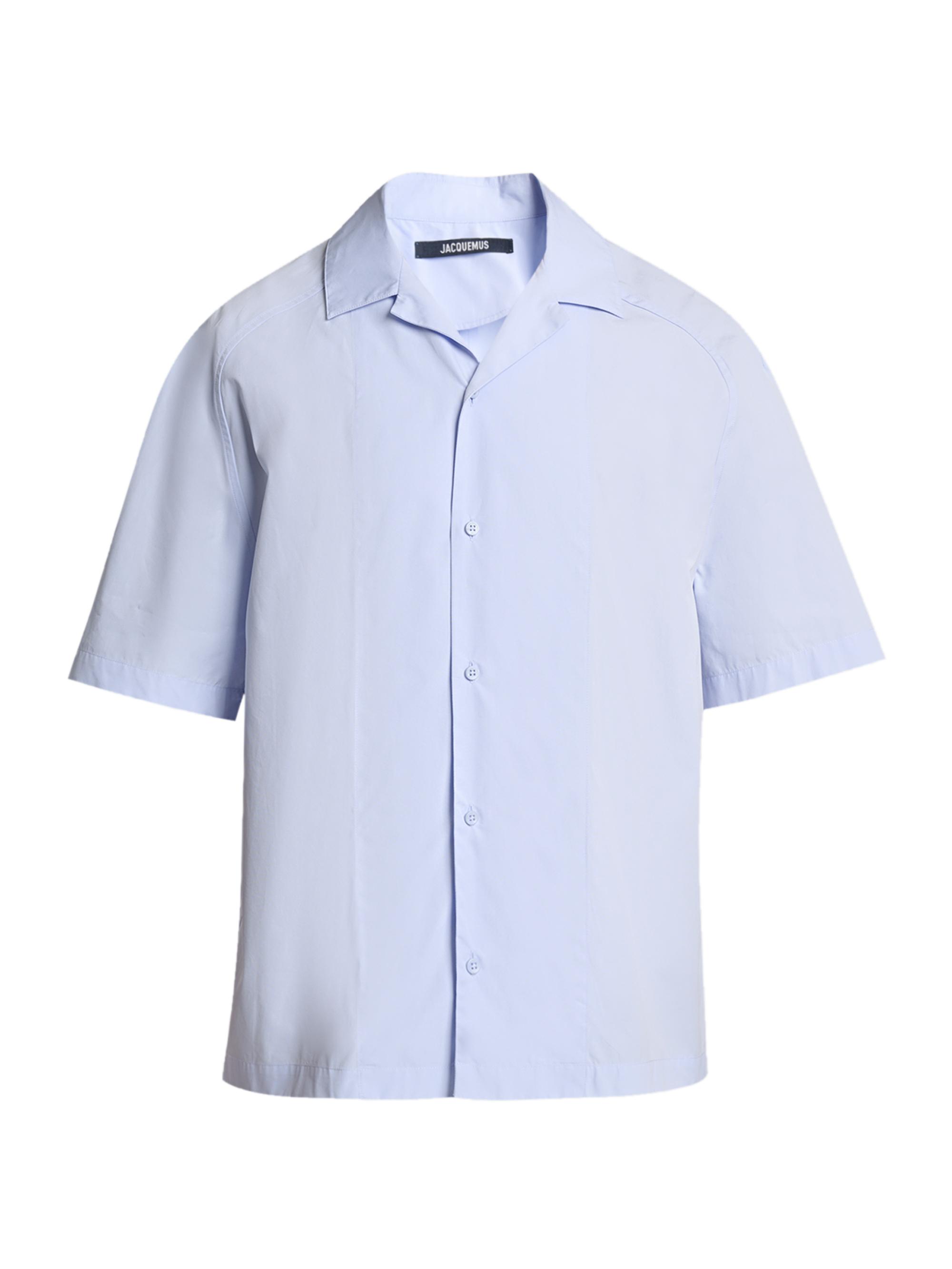 Jacquemus Men's Fonccio Cotton Poplin Camp Shirt - Blue