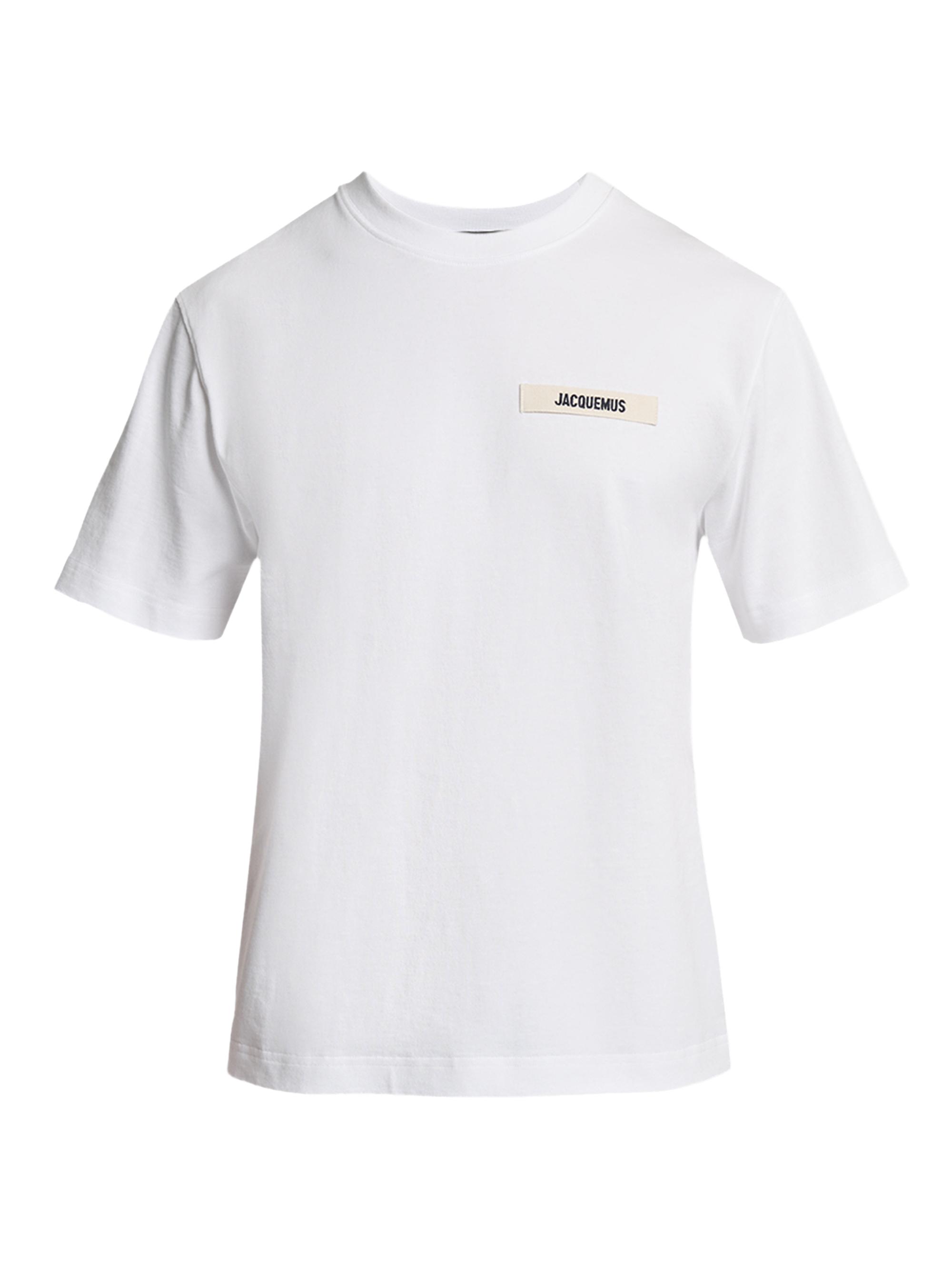 Jacquemus Men's Grosgrain Logo Cotton T-Shirt - White