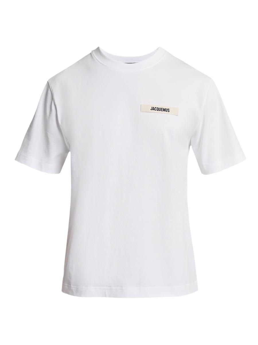 Jacquemus Le T-shirt Gros Grain White T-shirt With Logo Patch On The Front In Cotton Man In Black