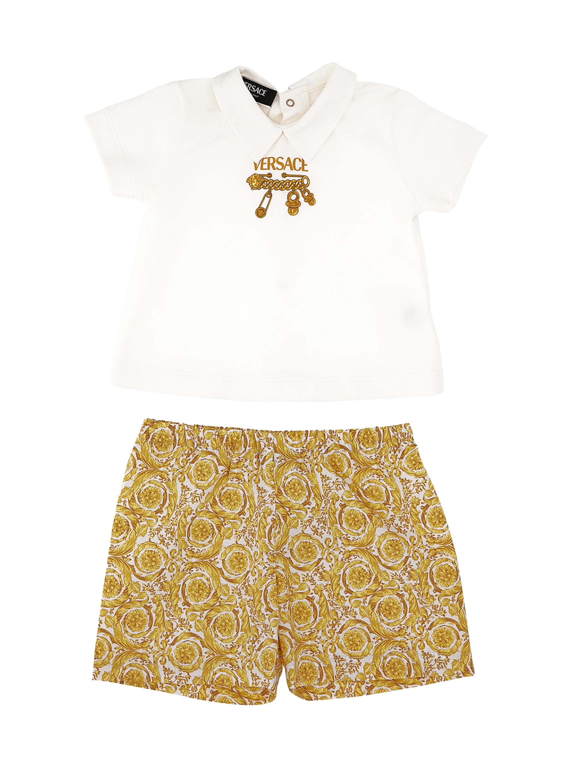 Versace Baby Girl's Safety Pin Jersey Top & Barocco Poplin Shorts 6 Months