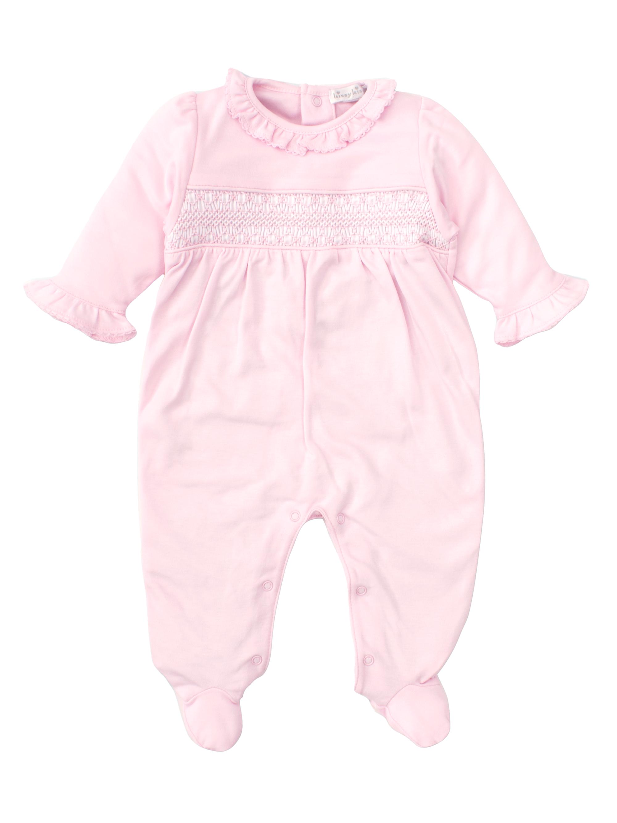 Kissy Kissy Baby Girl's Charmed Smocked Cotton Footie - Pink