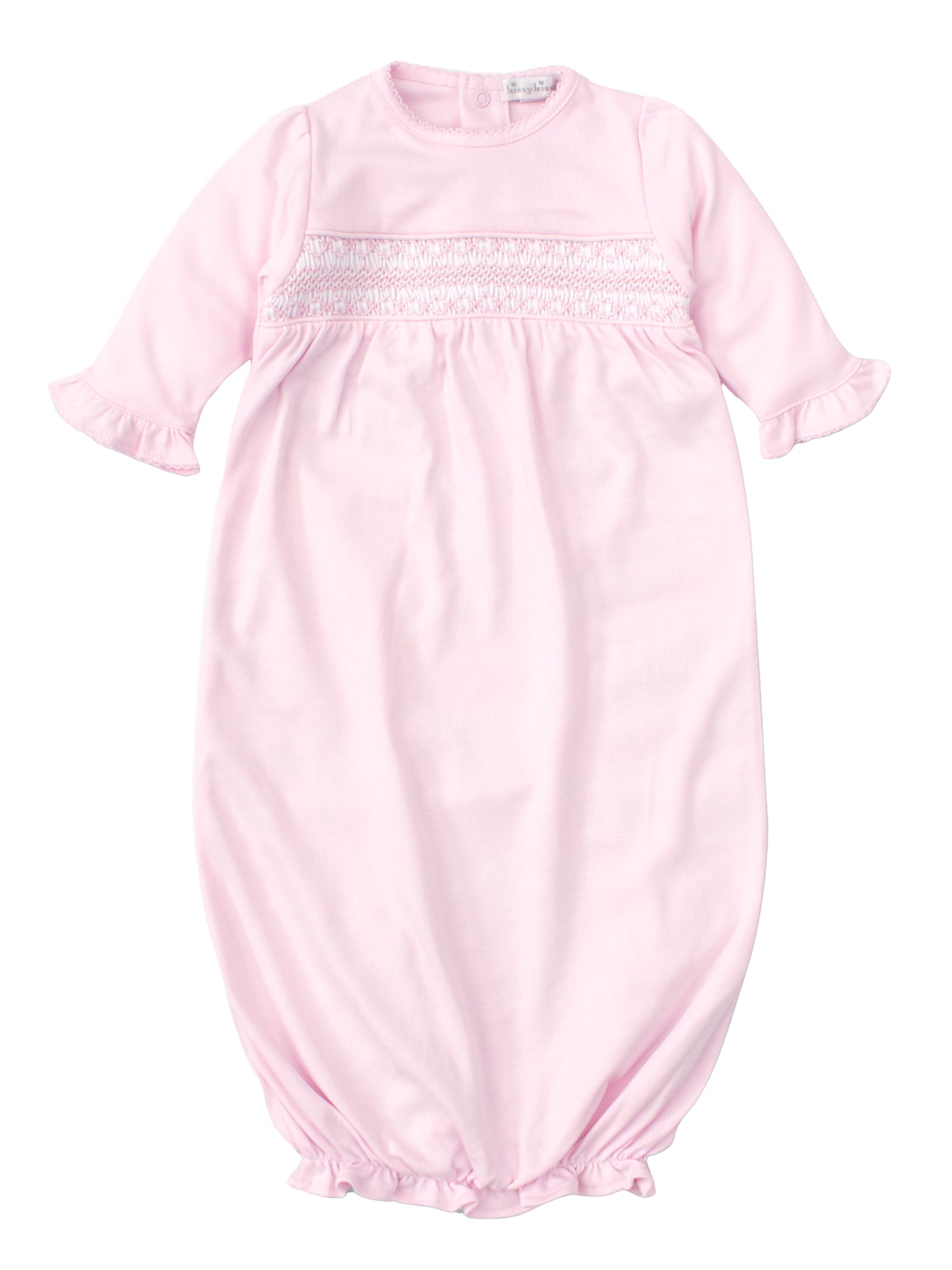 Kissy Kissy Baby Girl's Charmed Smocked Cotton Sleeper Gown - Pink
