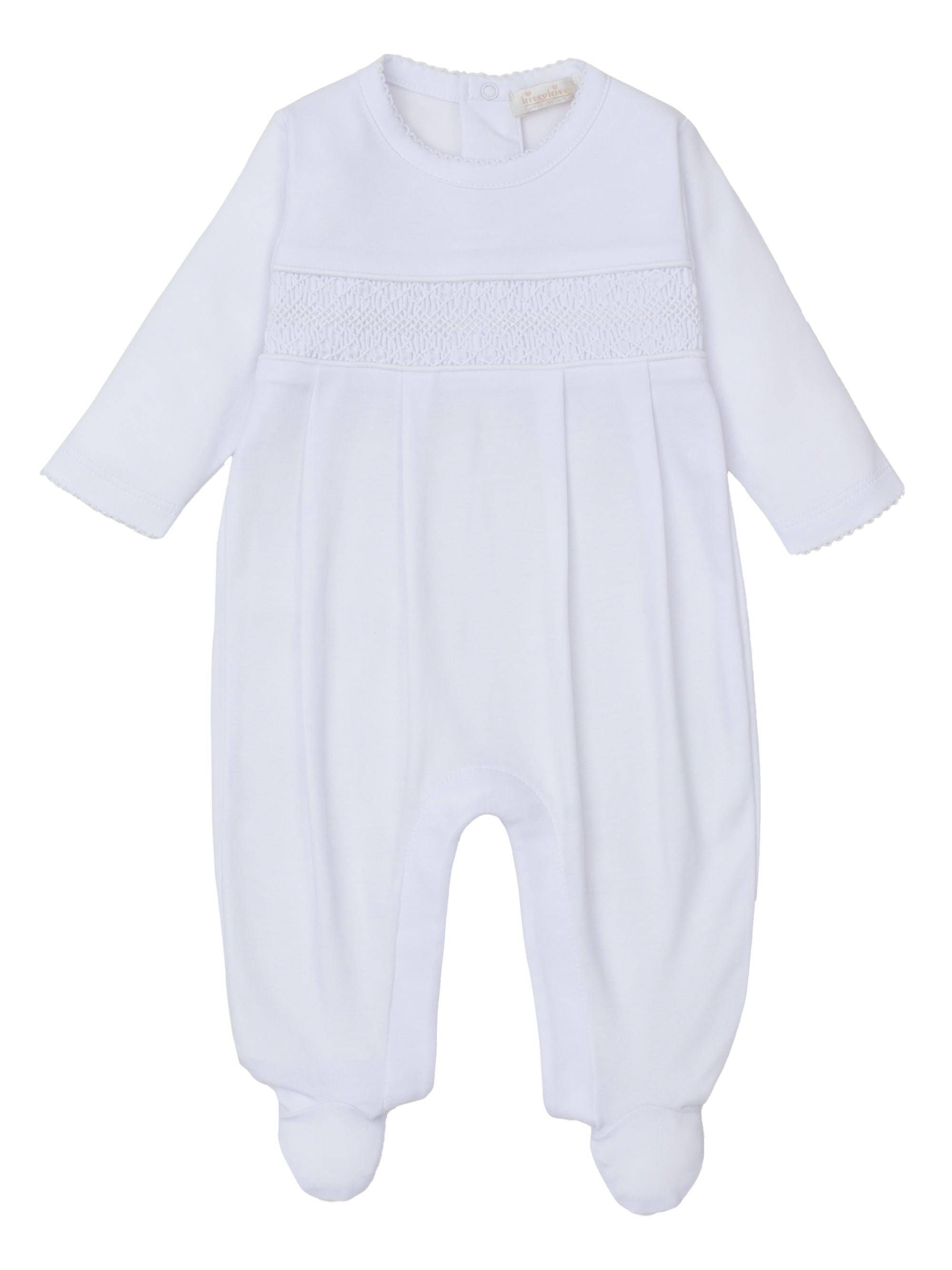 Kissy Kissy Baby's Charmed Smocked Cotton Footie - White
