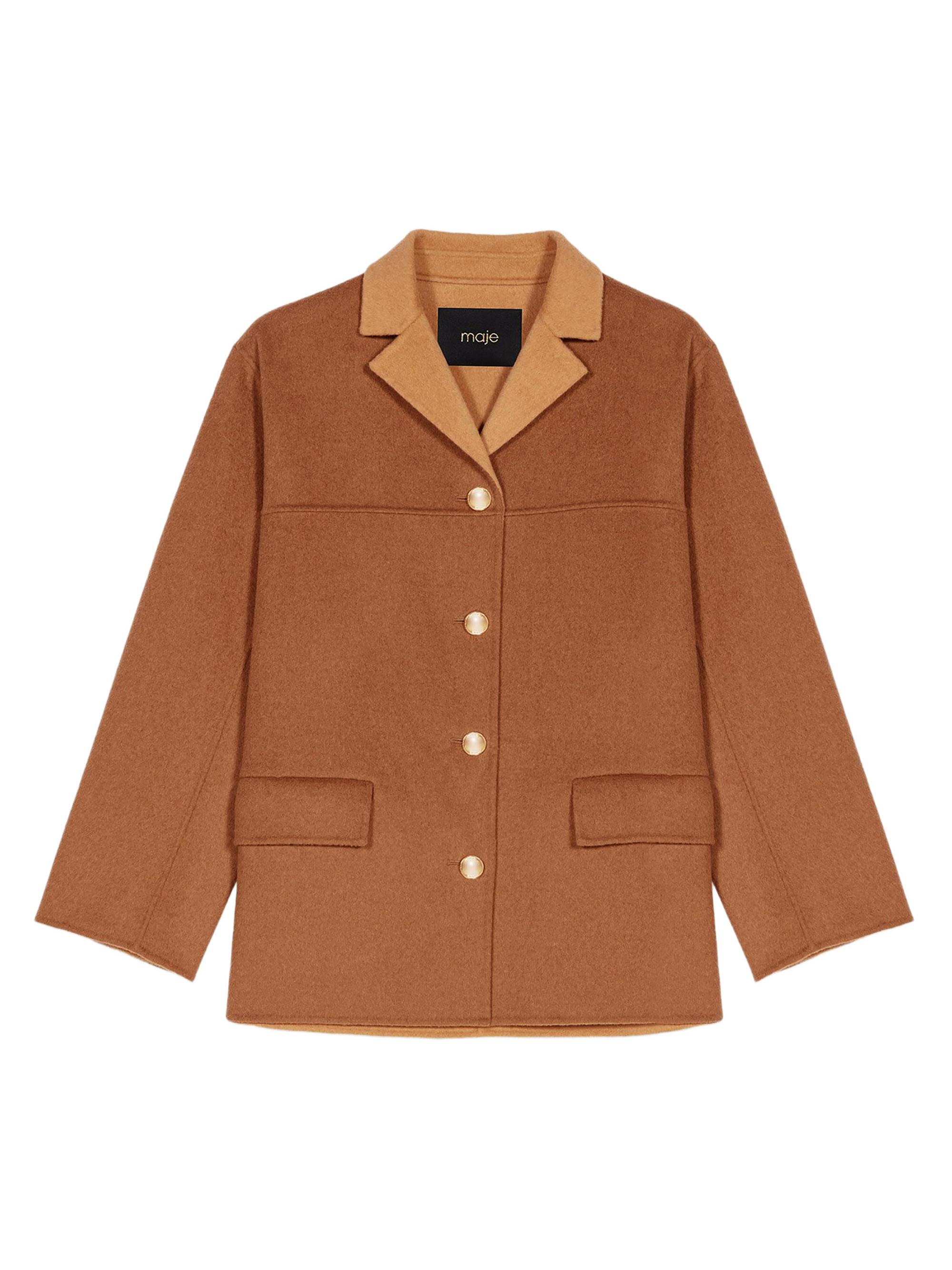 Maje Women's Double Faced Mid Length Coat - Camel