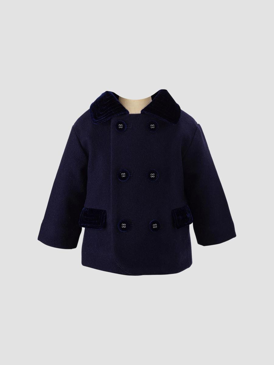Rachel Riley Girl's Baby Girl's Velvet-trimmed Double-breasted Coat In Black