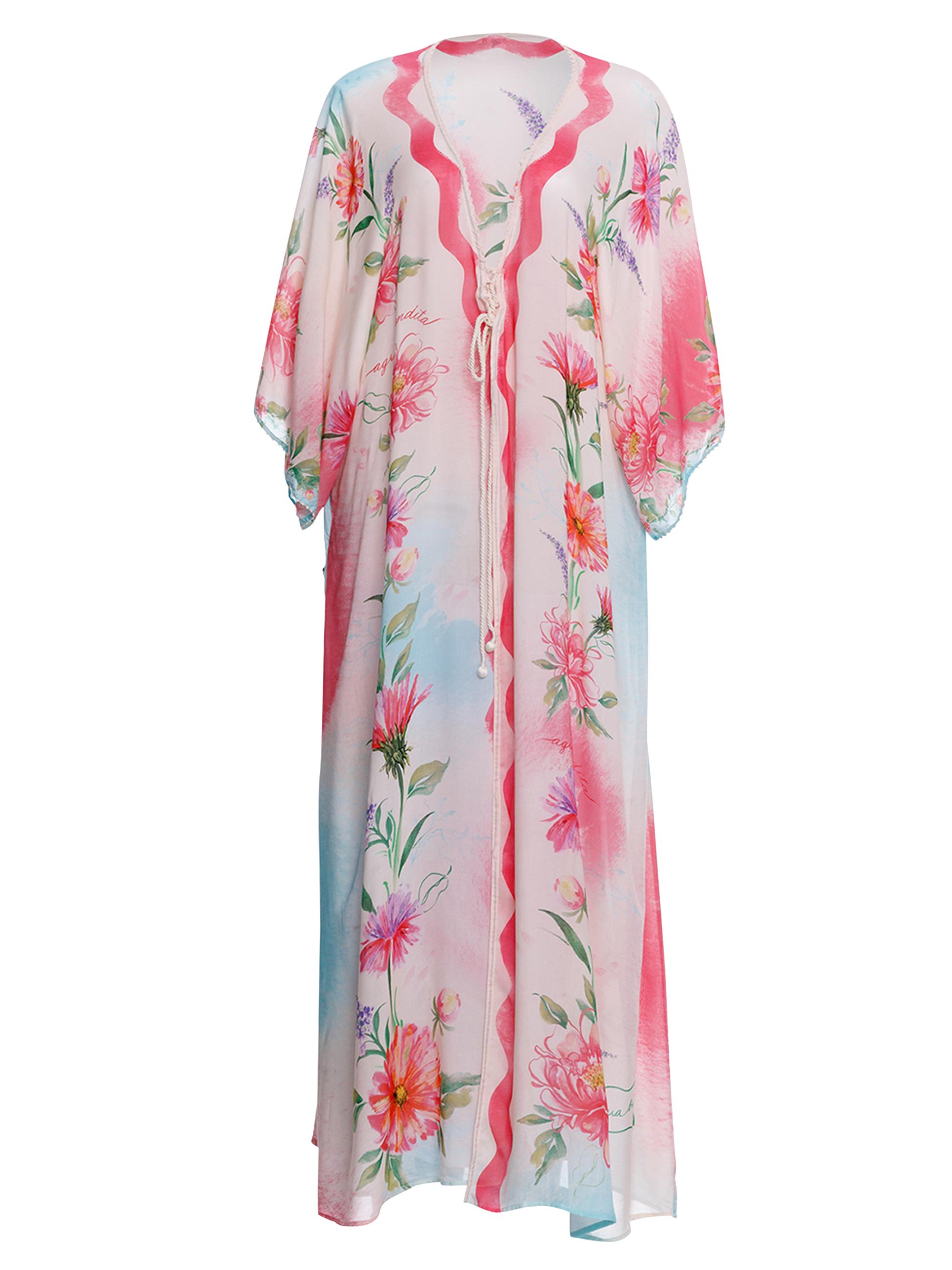 Agua by Agua Bendita Women's Selma Chroma Floral Kimono-Inspired Cover-Up