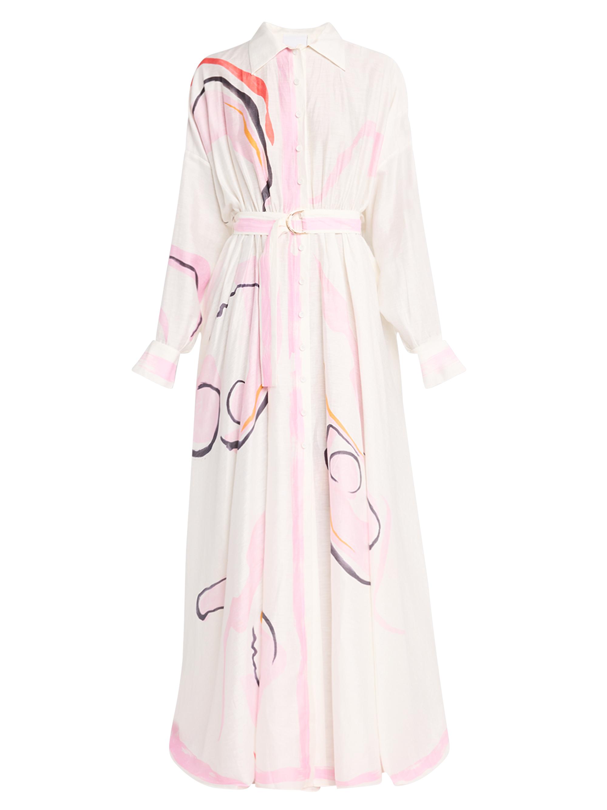 Acler Women's Pennar Abstract Belted Maxi Shirtdress - Pink Pattern