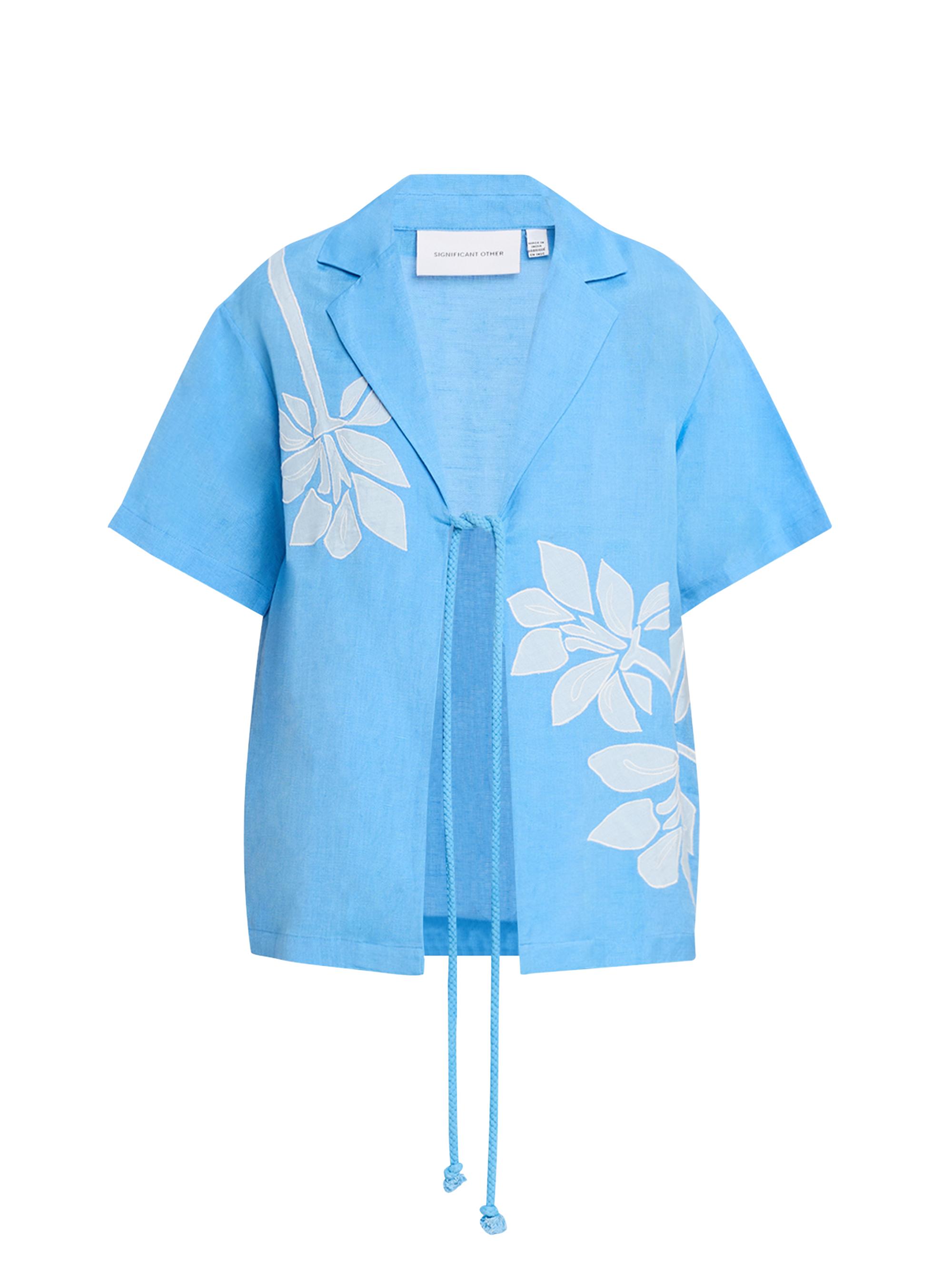 Significant Other Women's Tammy Tie-Front Shirt - Blue Pattern