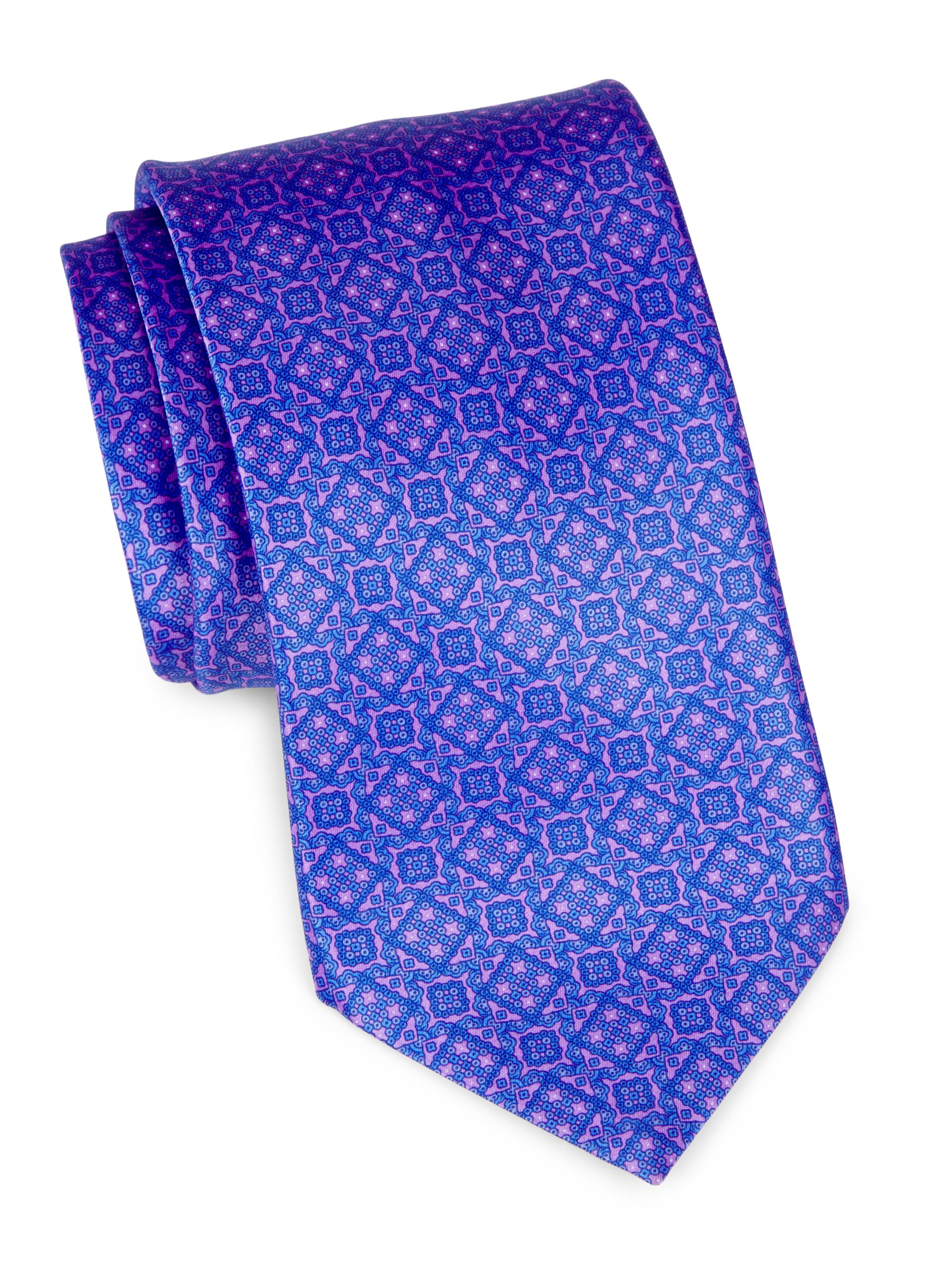 Stefano Ricci Men's Fancy Squares Silk Tie - Pink Blue