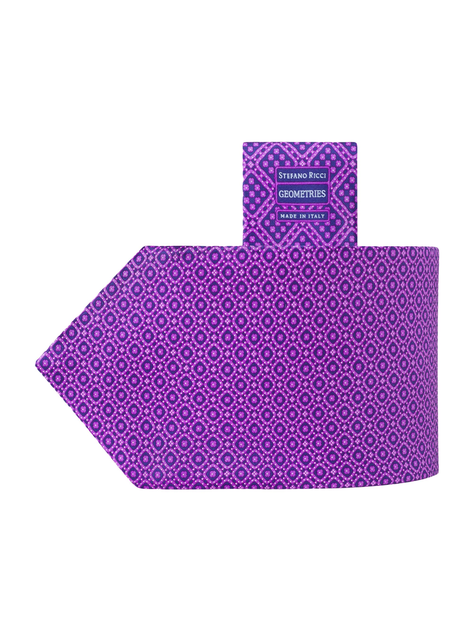 Stefano Ricci Men's Micro-Square Silk Tie - Blue Pink | Thumbnail 4