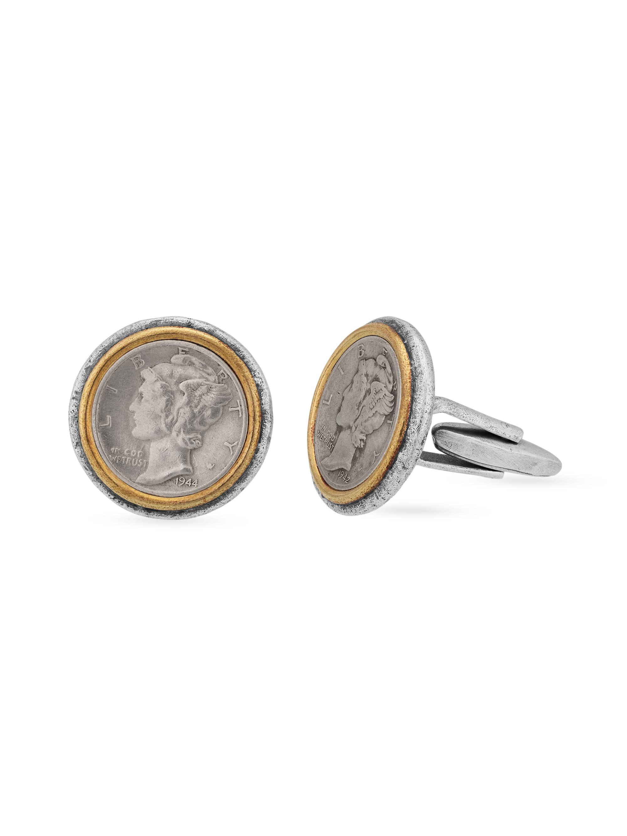 John Varvatos Men's Two-Tone Coin Cufflinks - Silver | Thumbnail 2