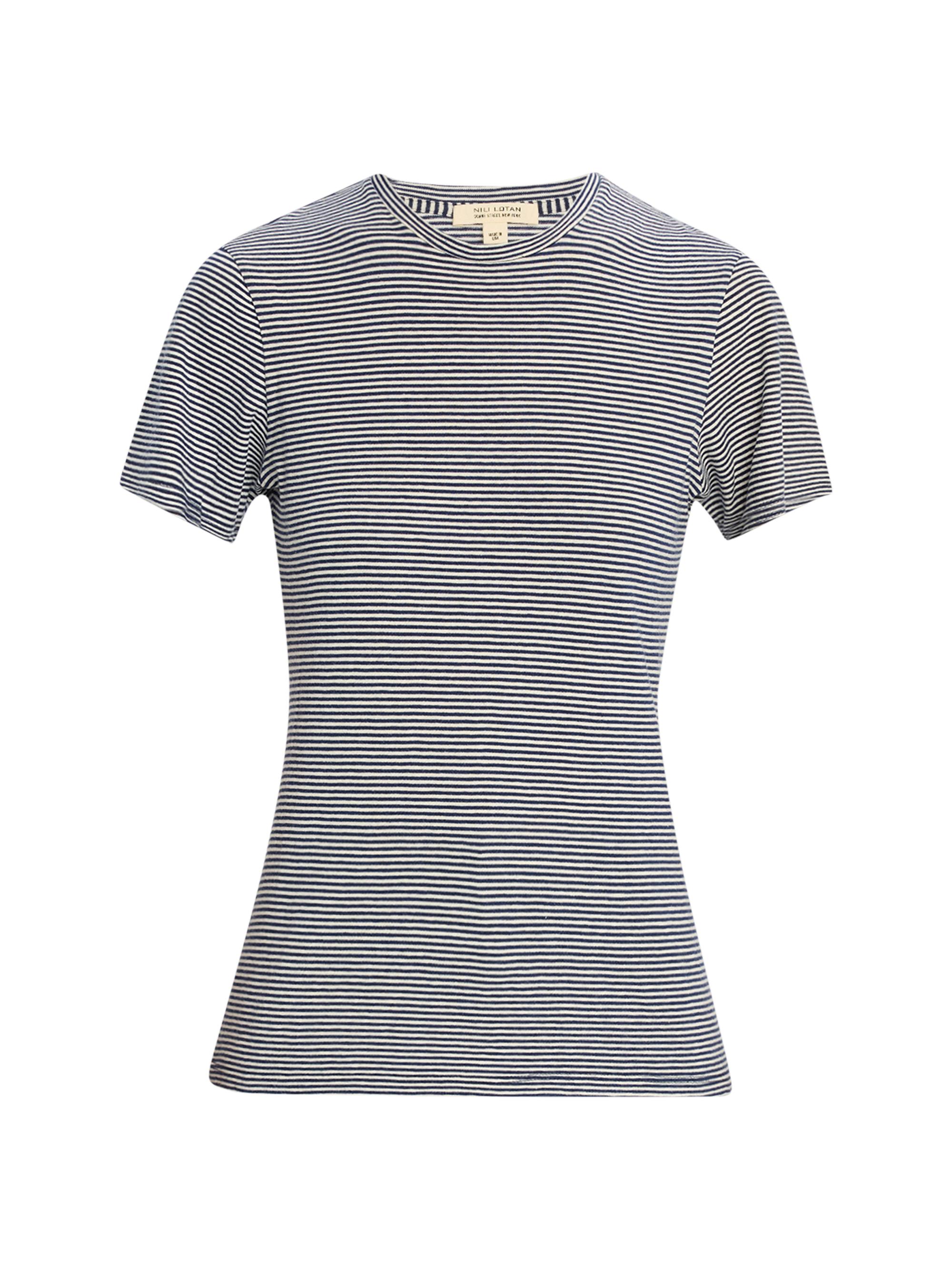 Nili Lotan Women's Lana Striped Cotton Short-Sleeve T-Shirt - Blue
