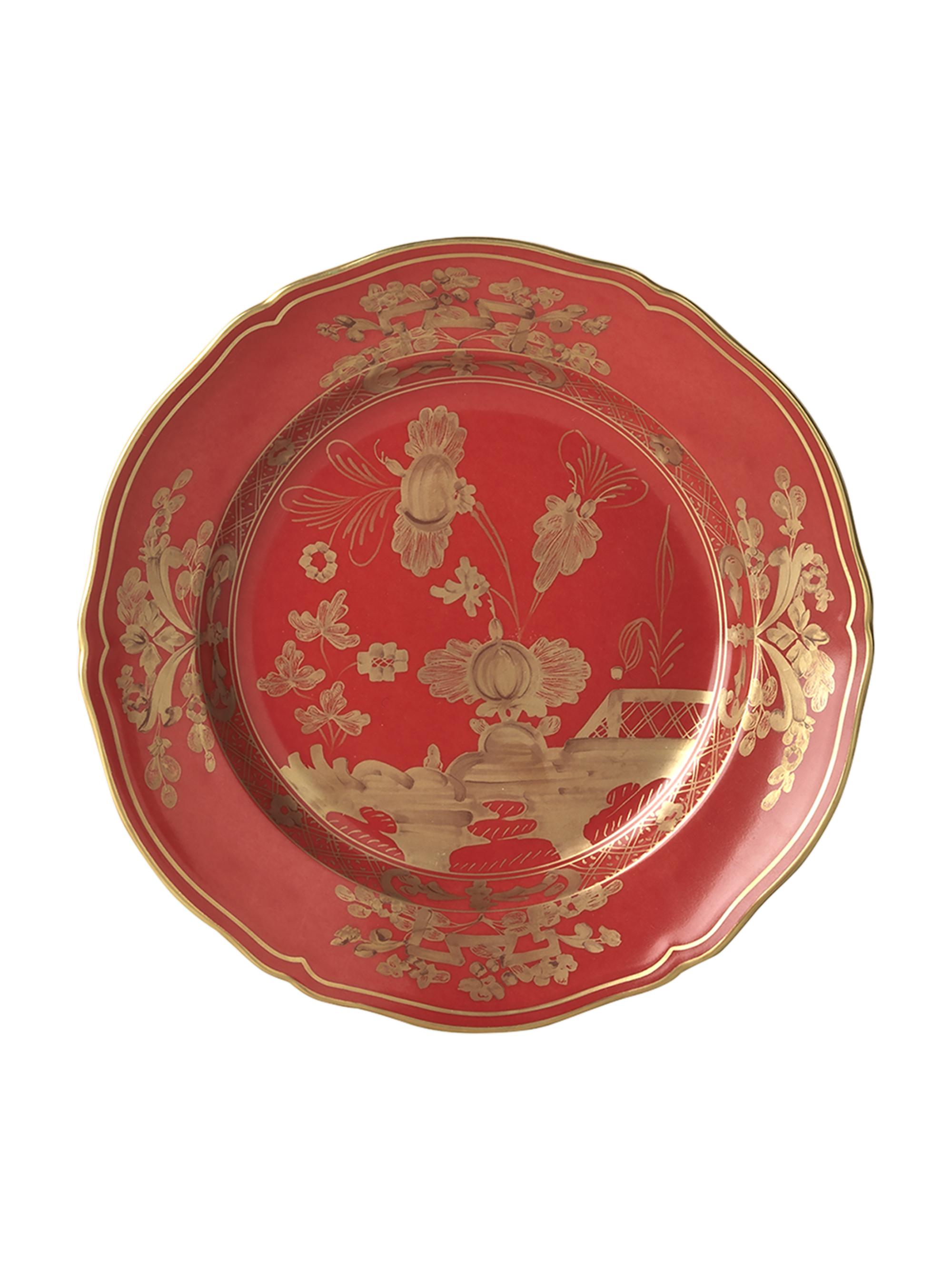 Ginori 1735 Oriente Italiano Rubrum Dessert Plate - Red Gold