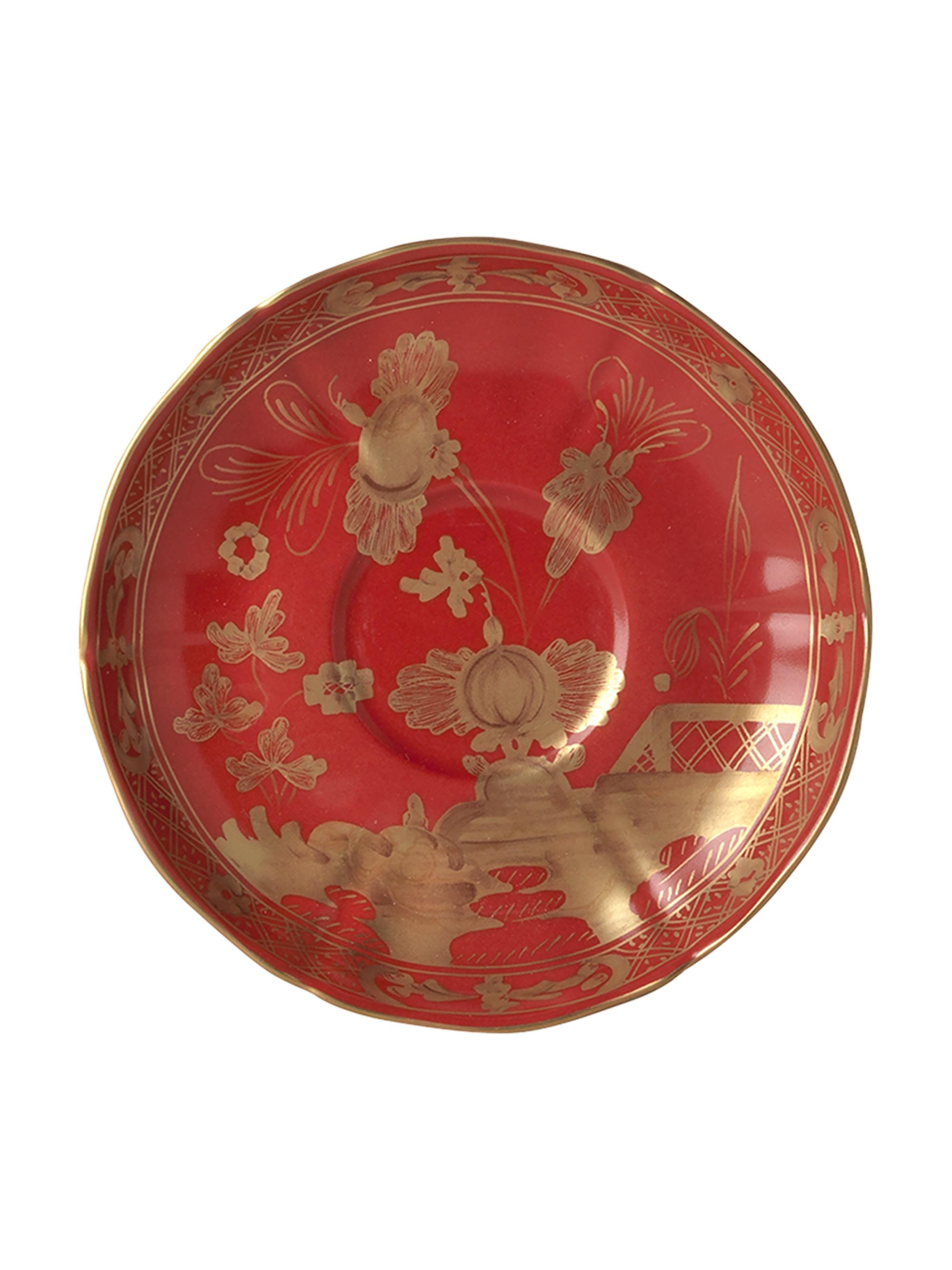 Ginori 1735 Oriente Italiano Rubrum Tea Saucer - Red Gold
