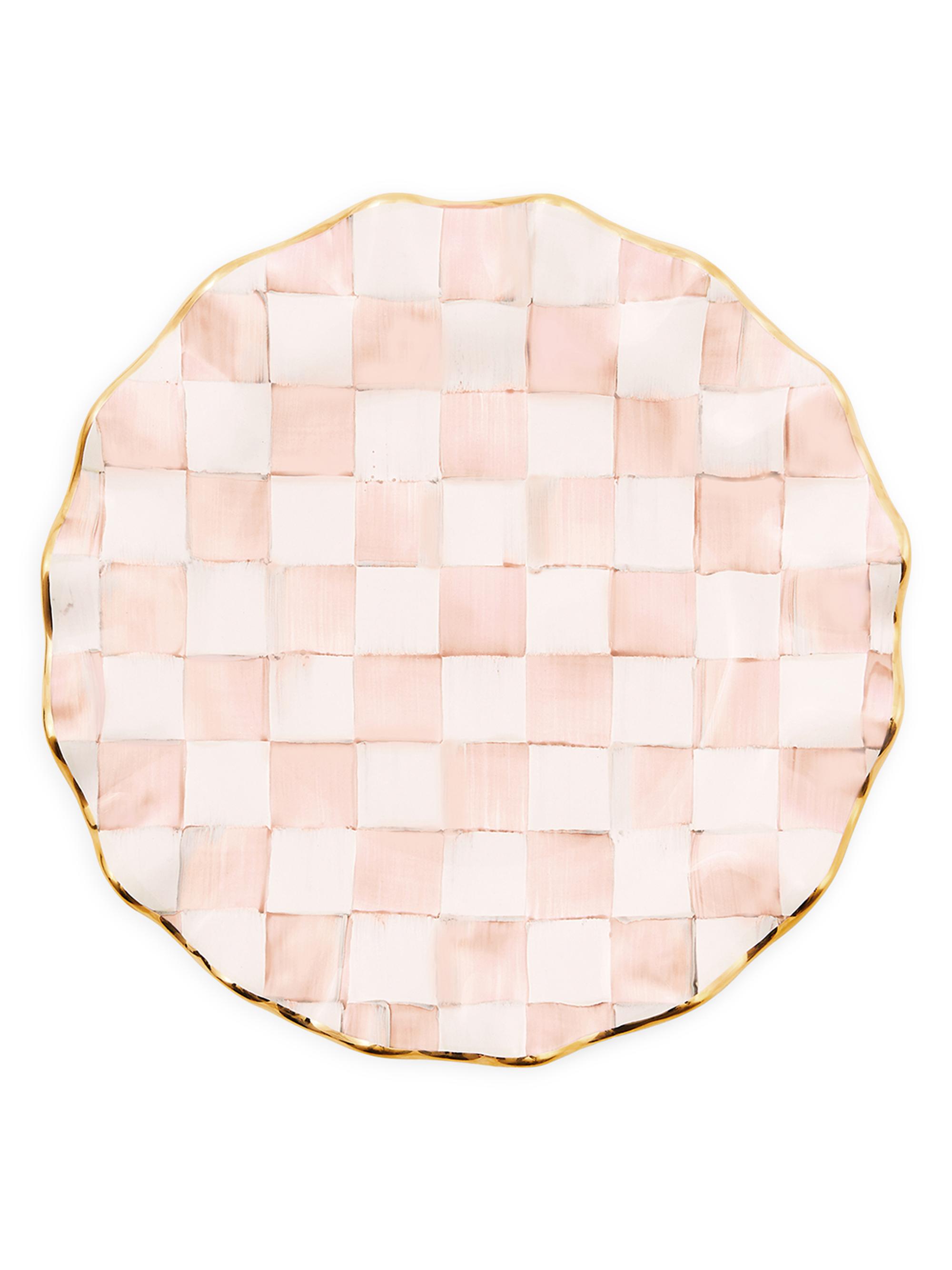 MacKenzie-Childs Rosy Check Fluted Ceramic Dinner Plate