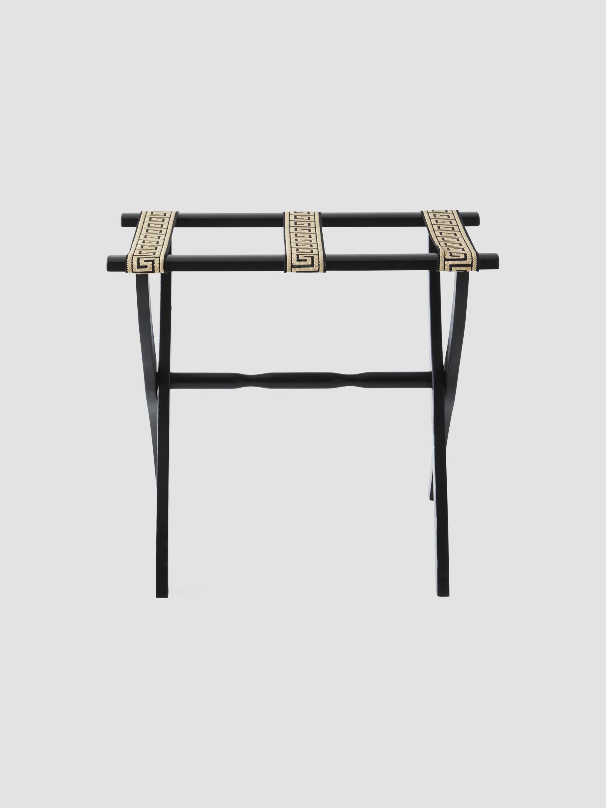Greek Key Straps Luggage Rack - Black Brown
