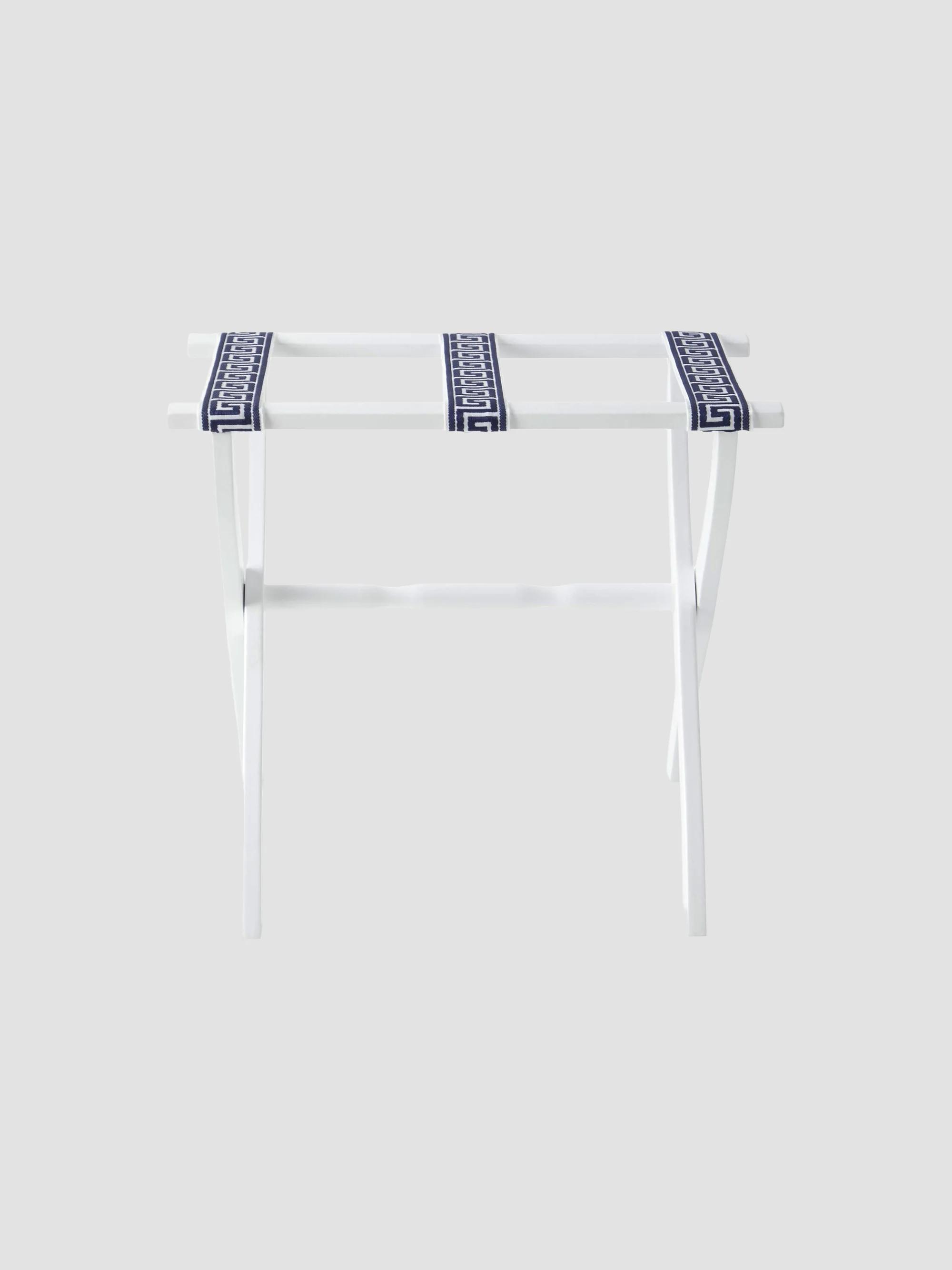 Greek Key Straps Luggage Rack - White