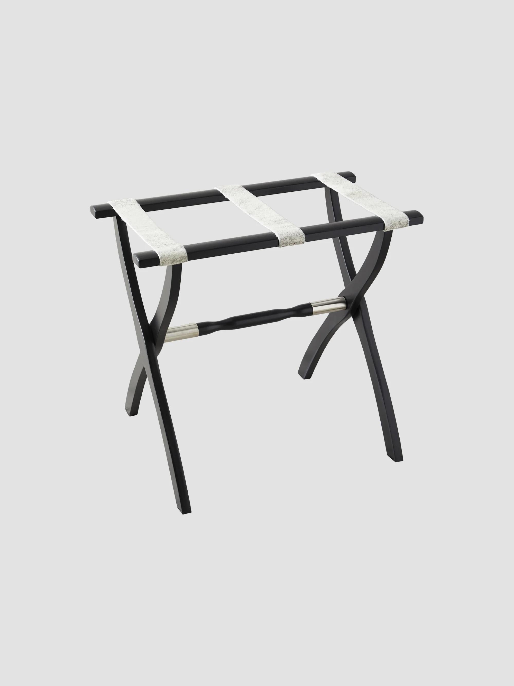 Wood Contour Leg Luggage Rack with Metal Accents - Black
