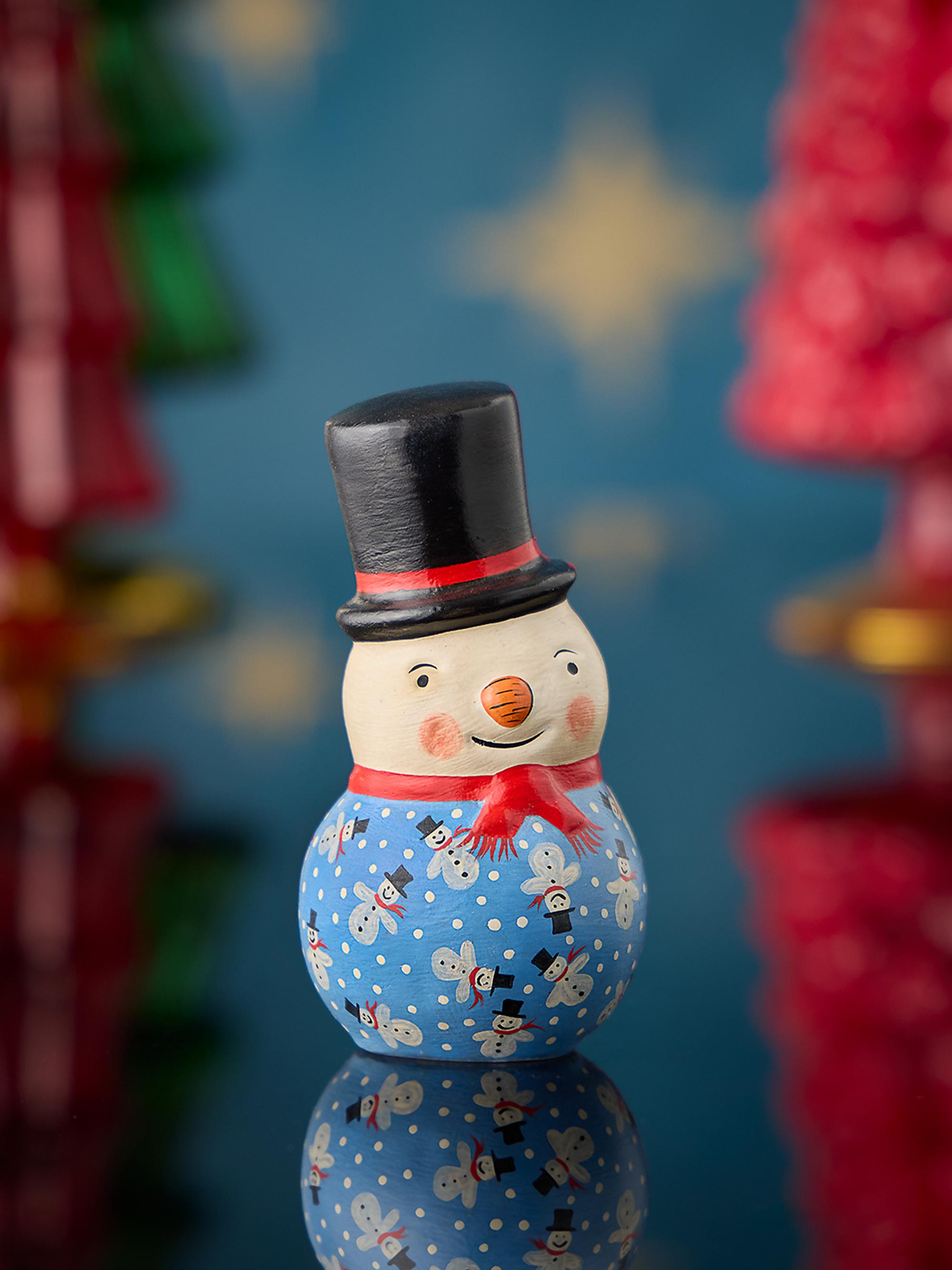 スノー　バルミューダSET Vaillancourt Chalkware Blue Snowflake Santa on Snowball