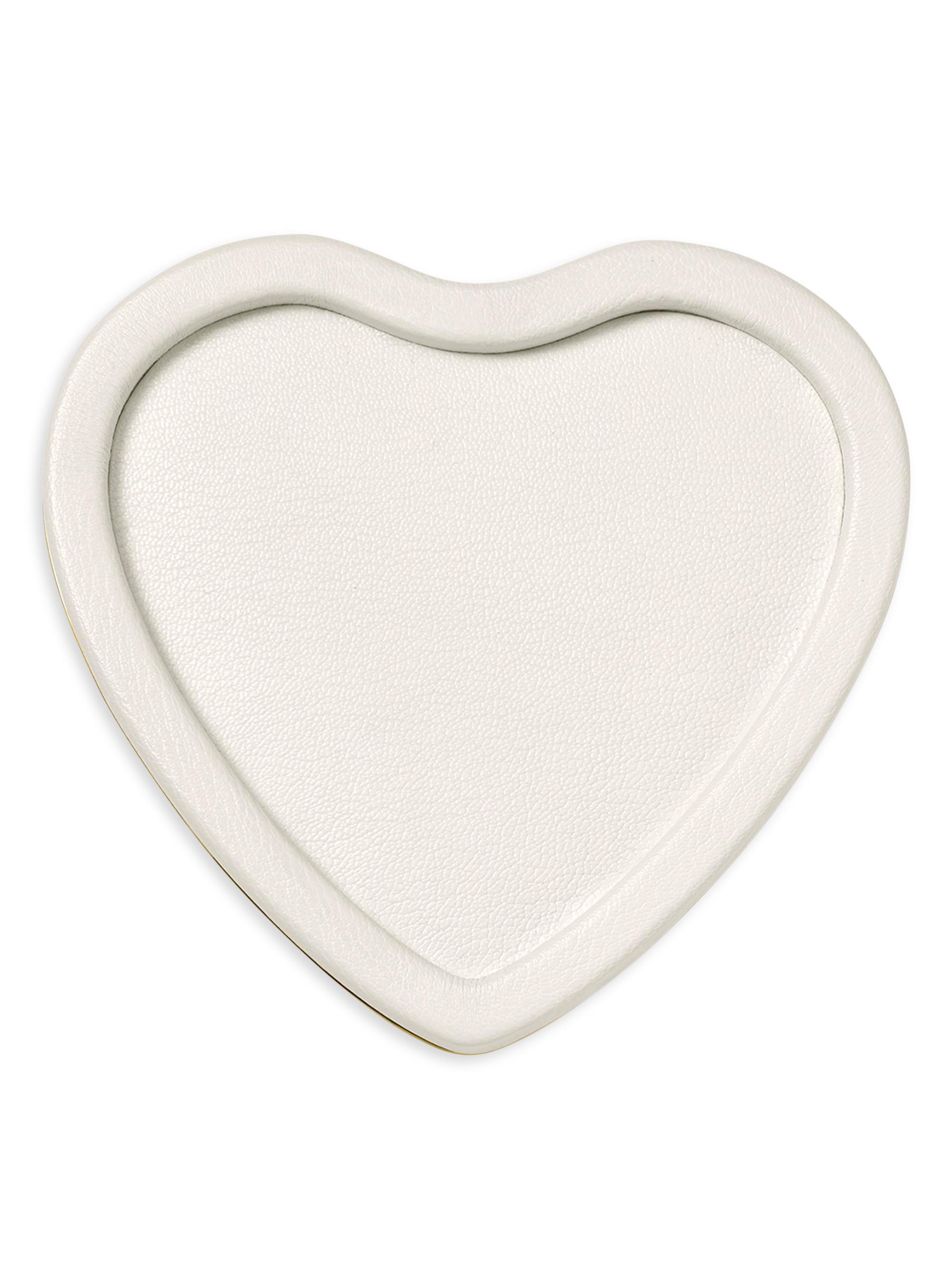Aerin Piero Leather Heart Tray - White