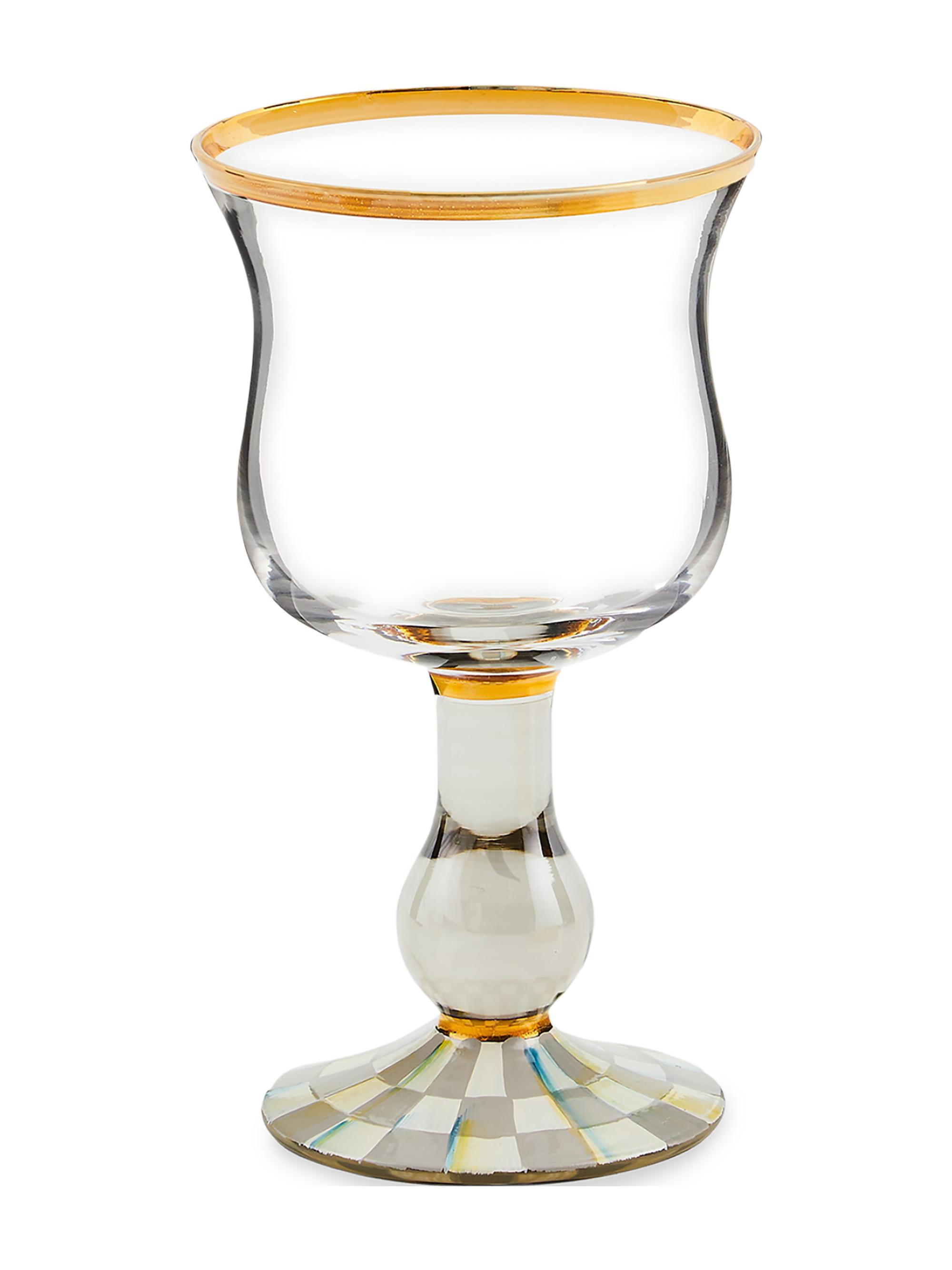 MacKenzie-Childs Sterling Check Wine Glass