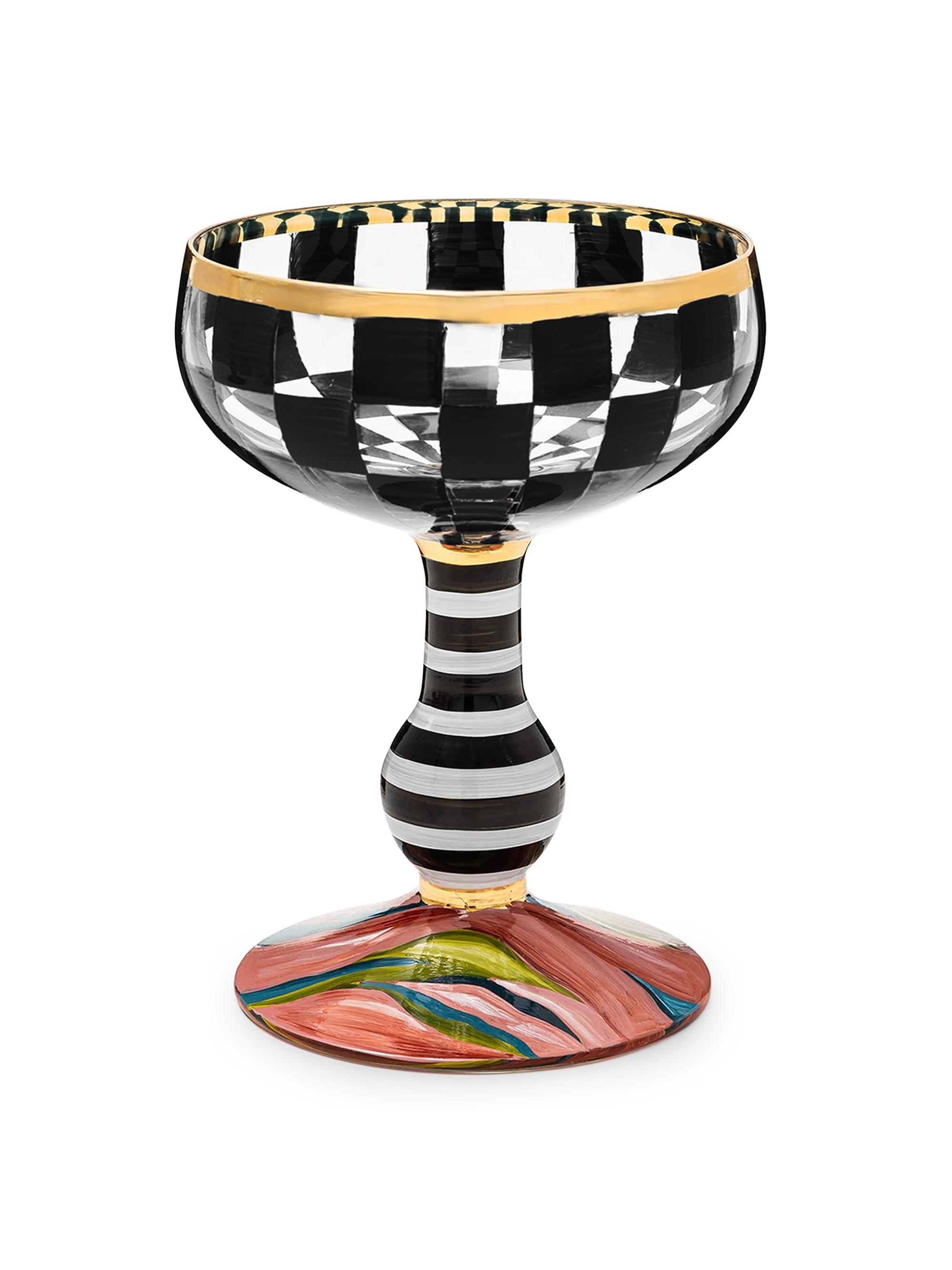 MacKenzie-Childs Carnival Black Coupe Glass