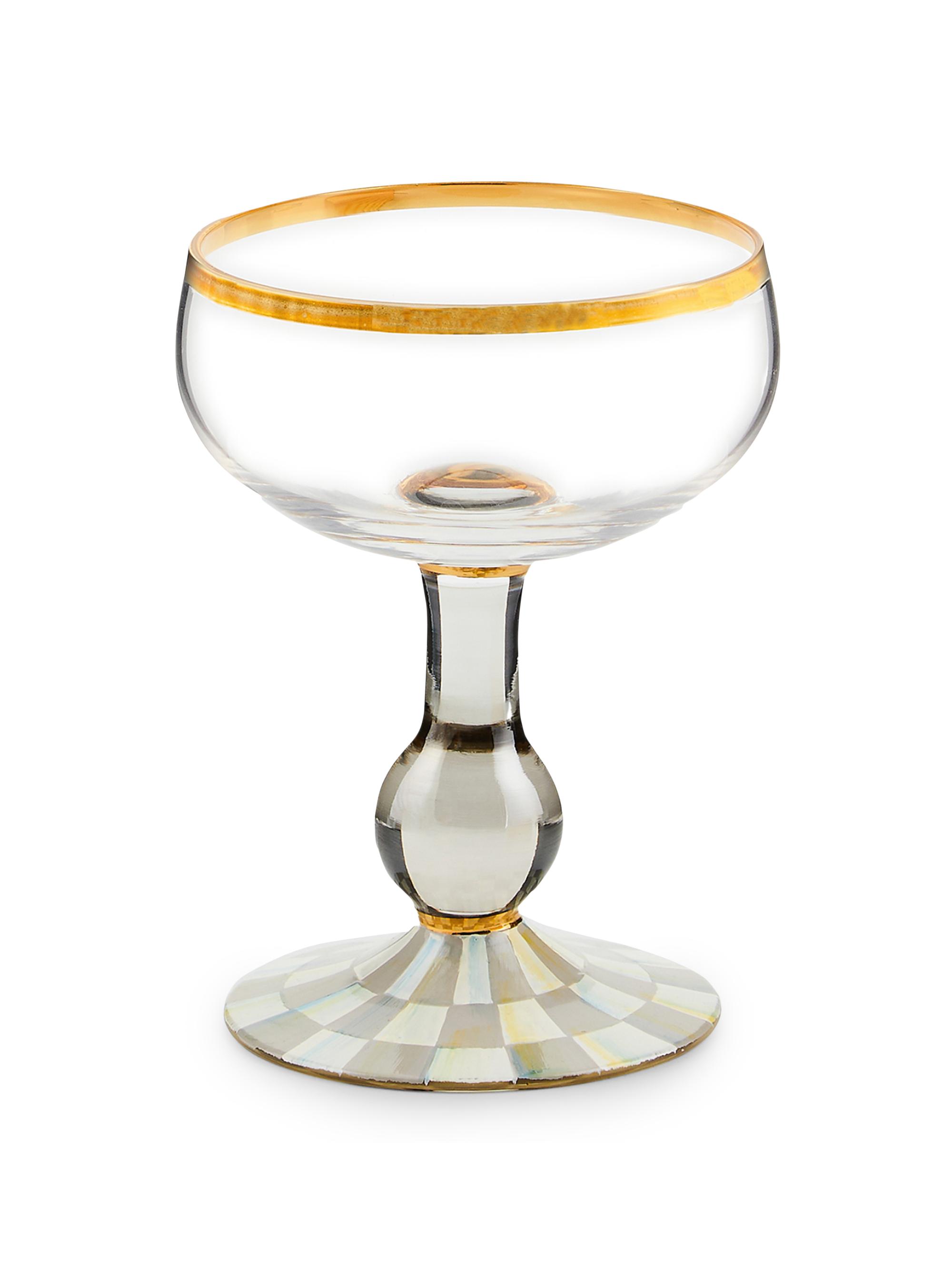 MacKenzie-Childs Sterling Check Coupe Glass