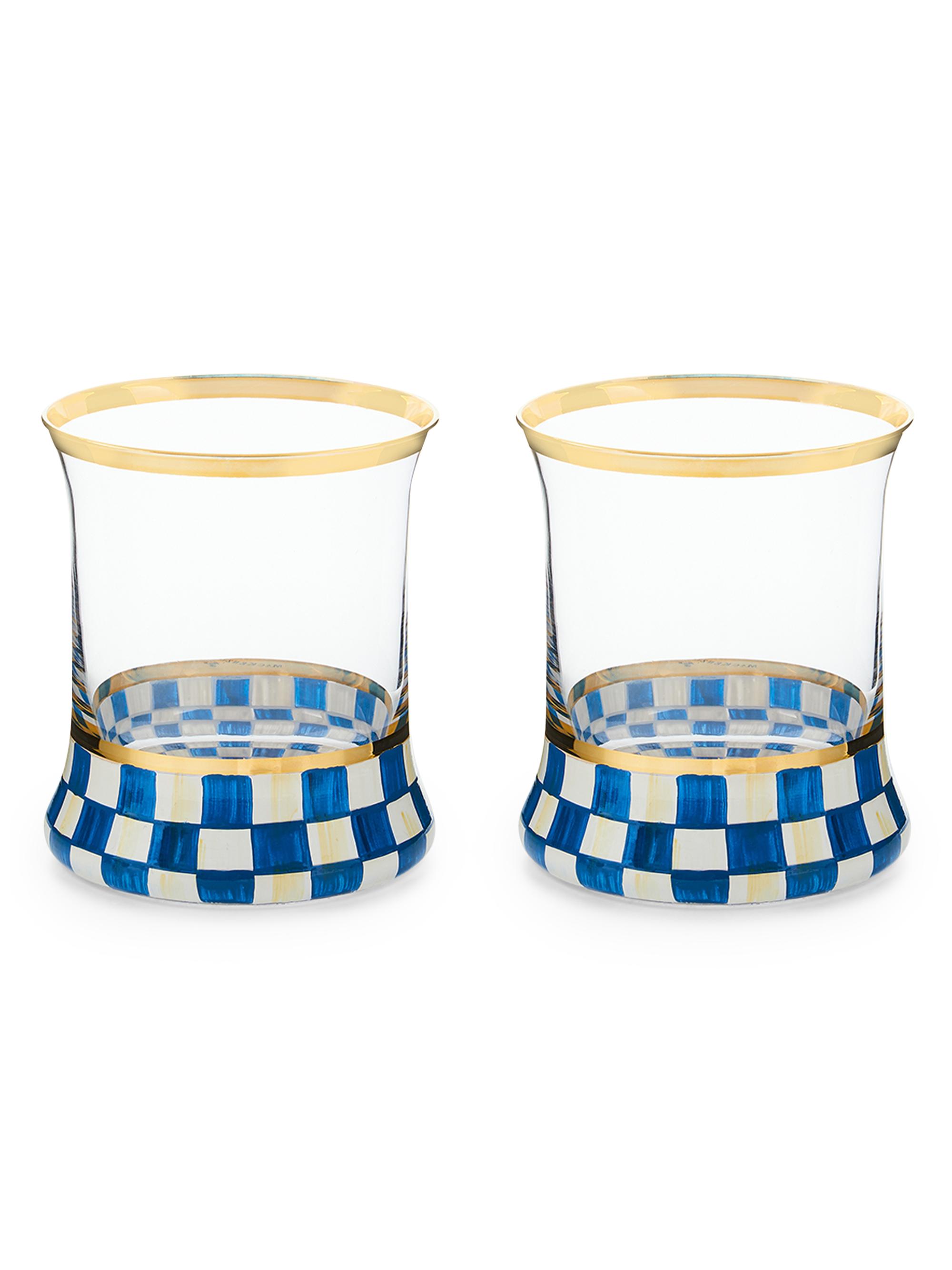 MacKenzie-Childs Royal Check Tumbler Glass, Set of 2
