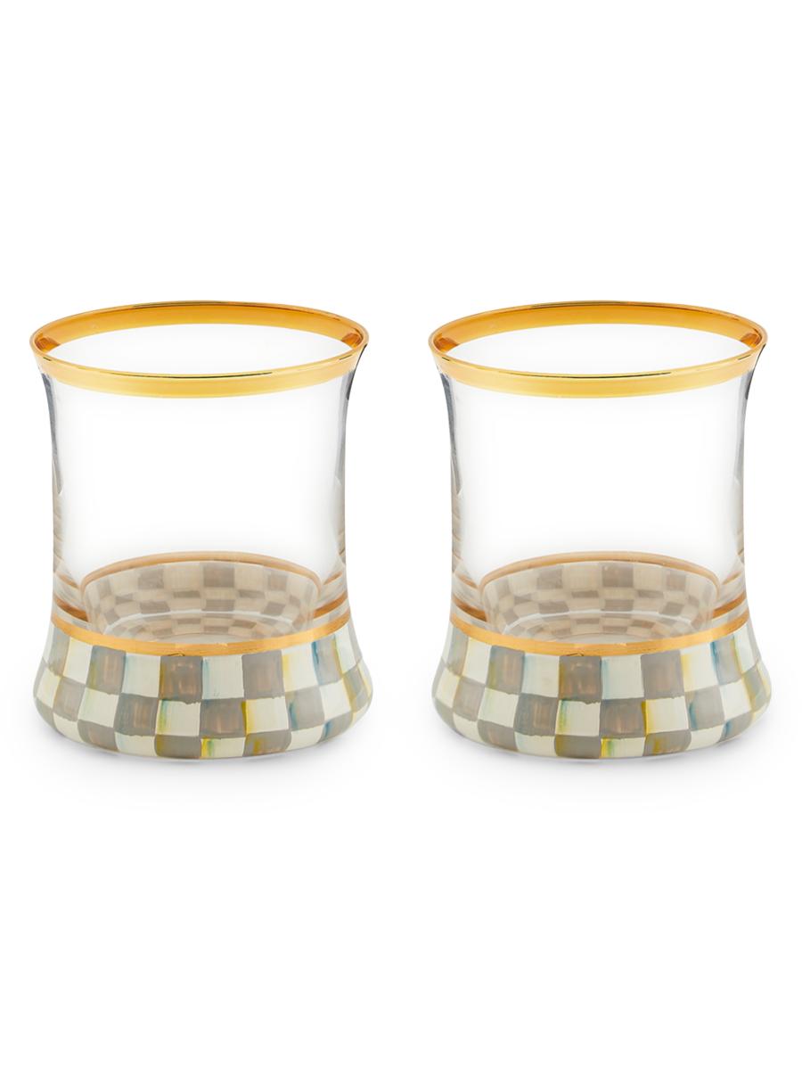 MacKenzie-Childs Sterling Check 2-Piece Tumbler Glass Set | Saks Fifth Avenue