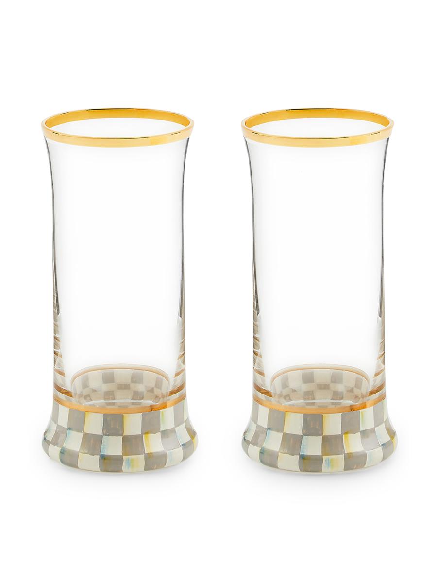 MacKenzie-Childs Sterling Check 2-Piece Highball Glass Set | Saks Fifth Avenue