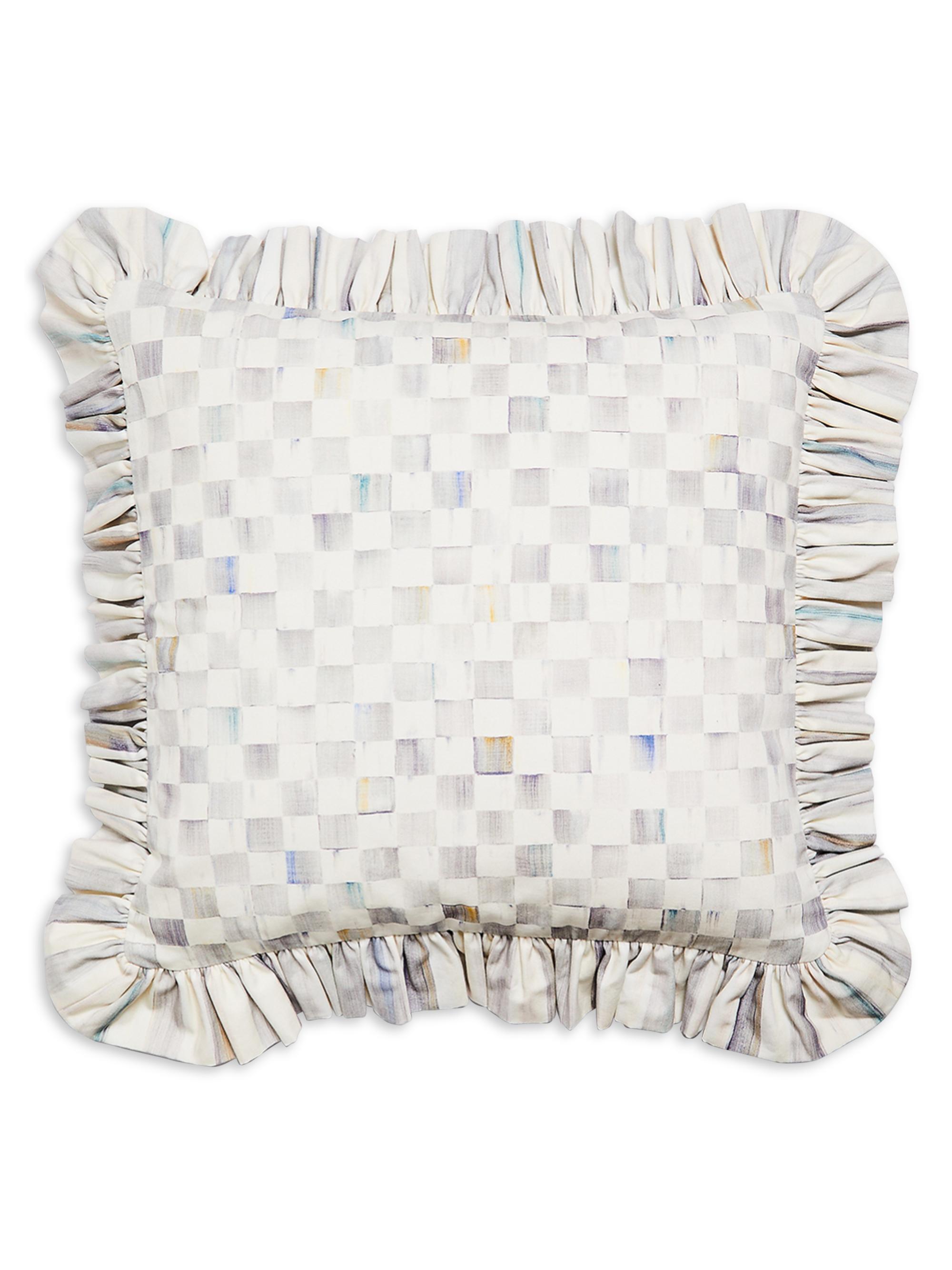 MacKenzie-Childs Sterling Check Ruffle Throw Pillow