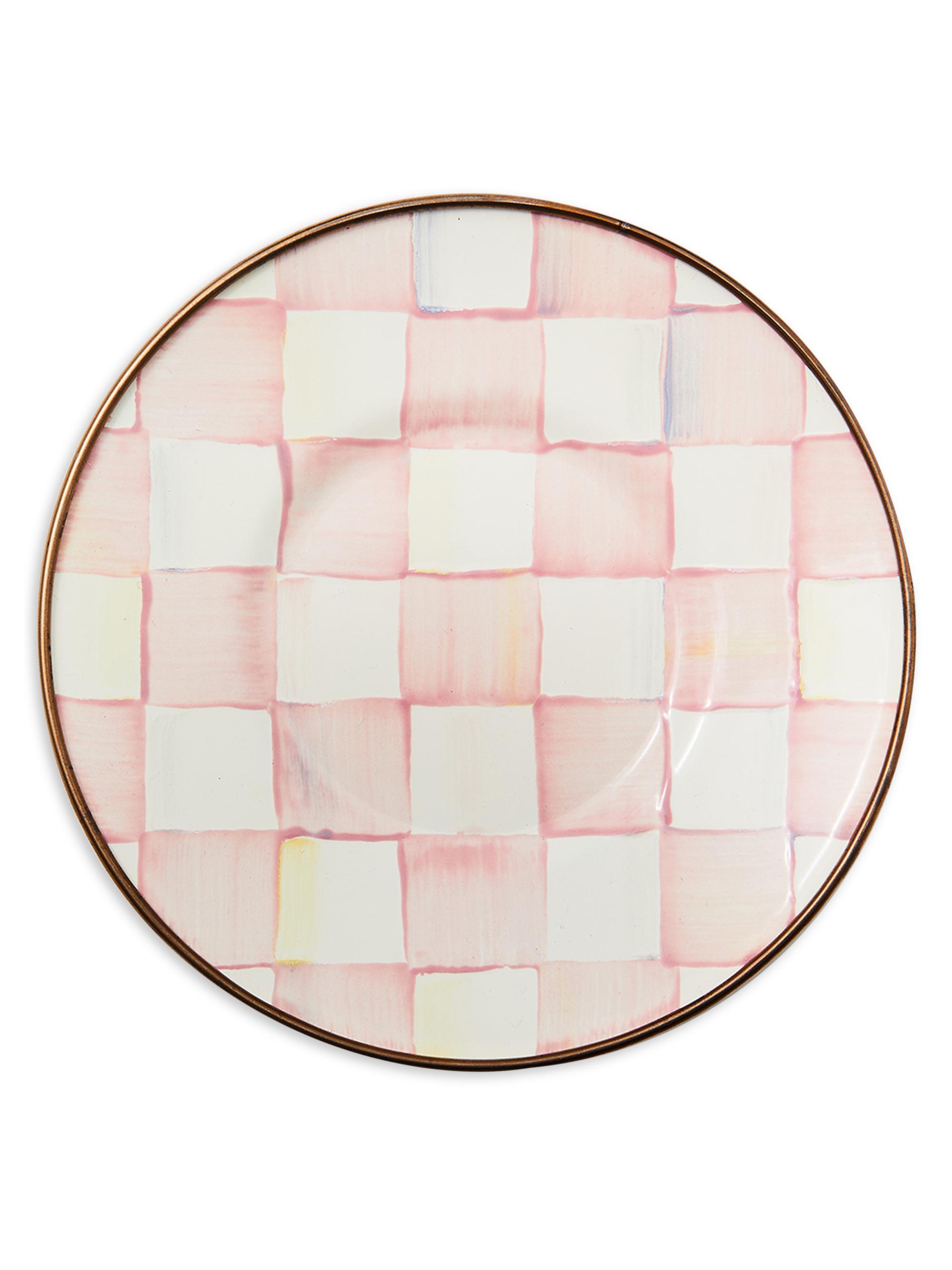 MacKenzie-Childs Rosy Check Enamel Saucer