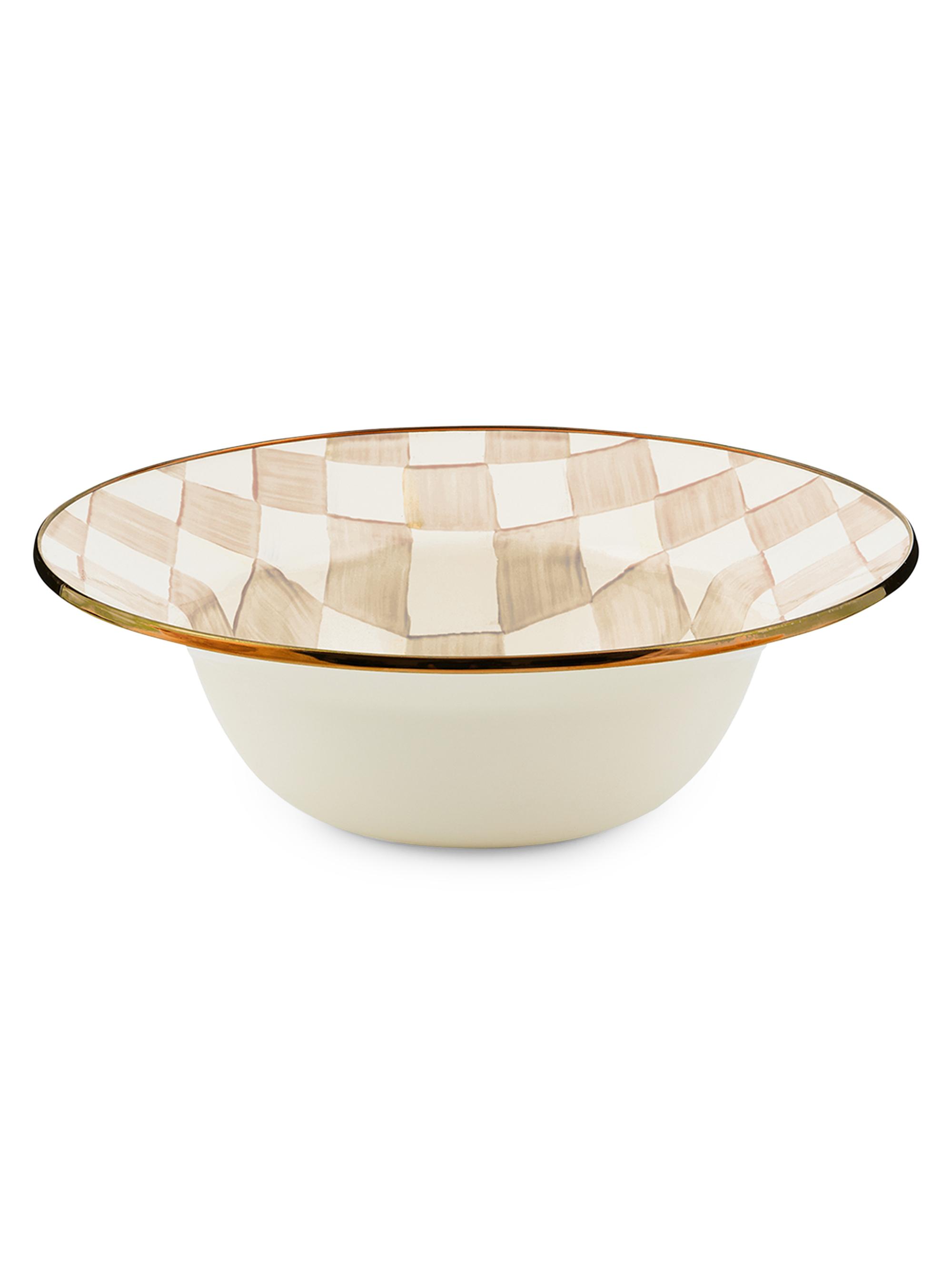 MacKenzie-Childs Mocha Check Serving Bowl